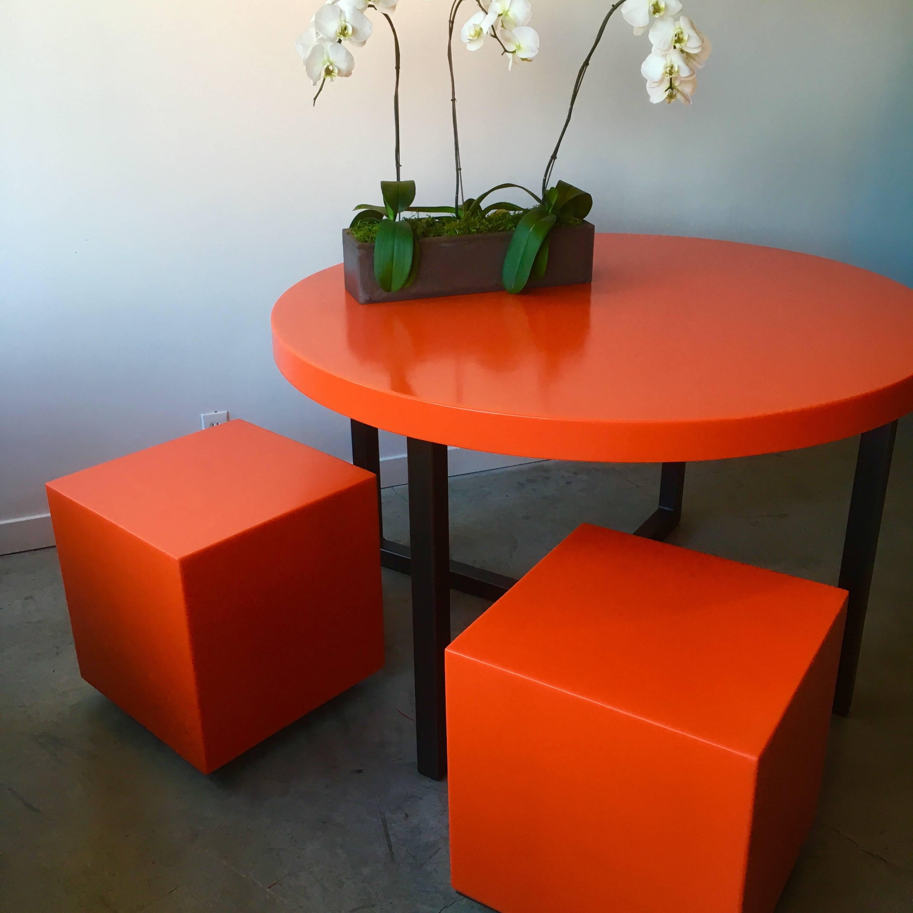 Chief Square Side Table or Stool on Casters In Excellent Condition For Sale In Vancouver, British Columbia