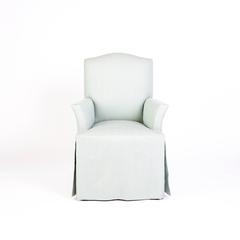 Pale Blue Skirted Armchair