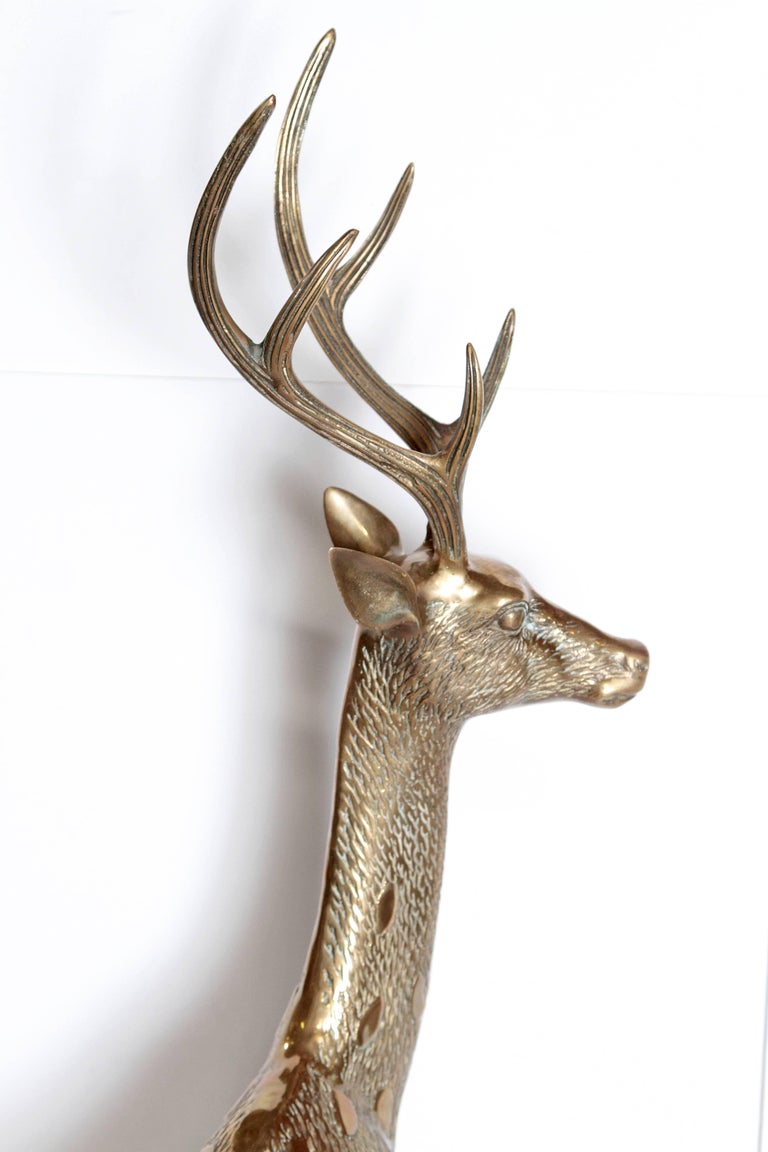 Large Vintage Brass Deer Sculpture at 1stDibs