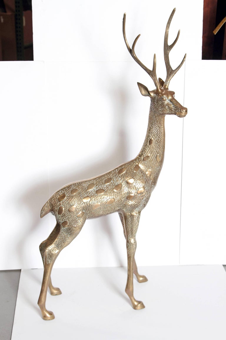 Large Vintage Brass Deer Sculpture at 1stDibs