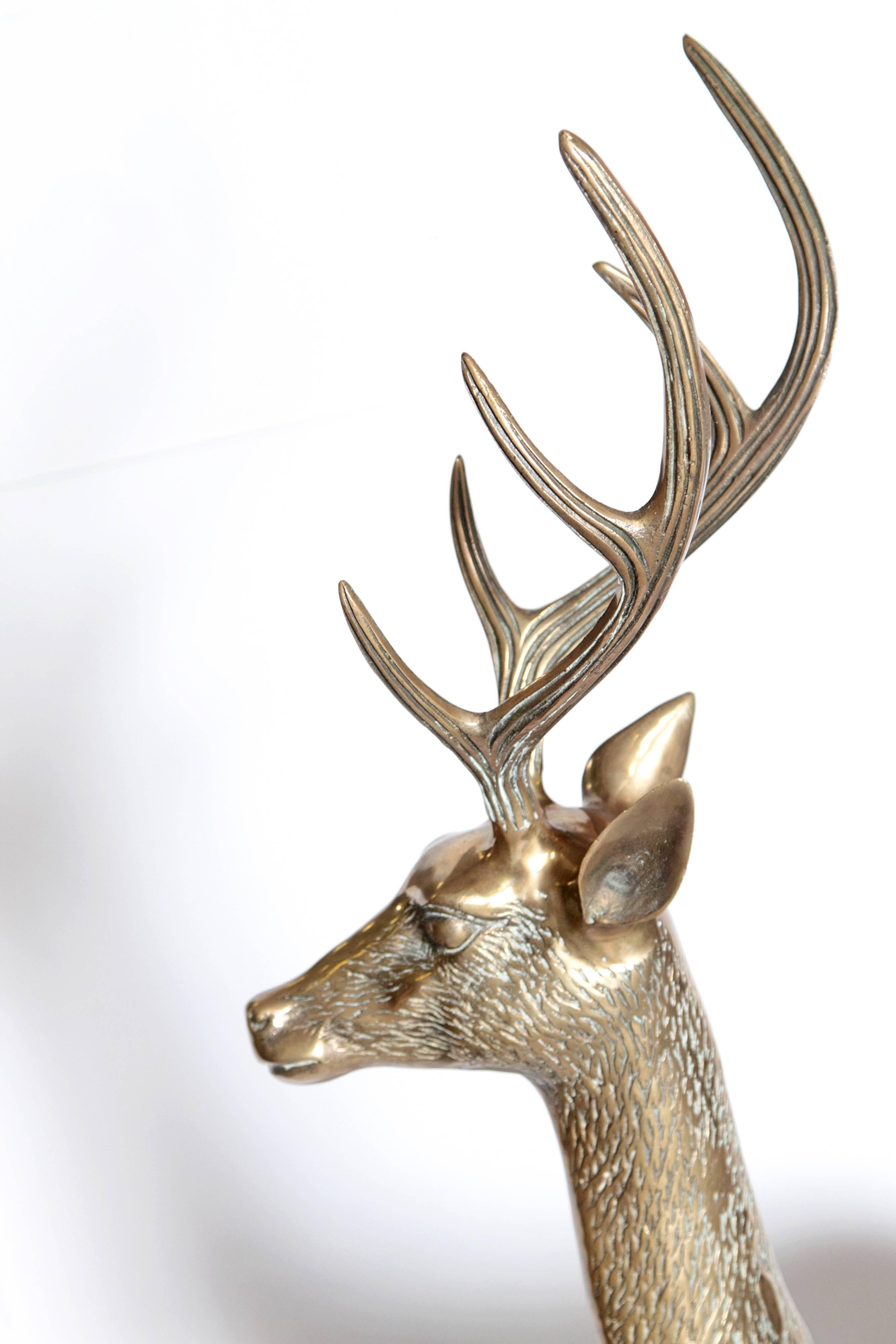 Mid-Century Modern Large Vintage Brass Deer Sculpture