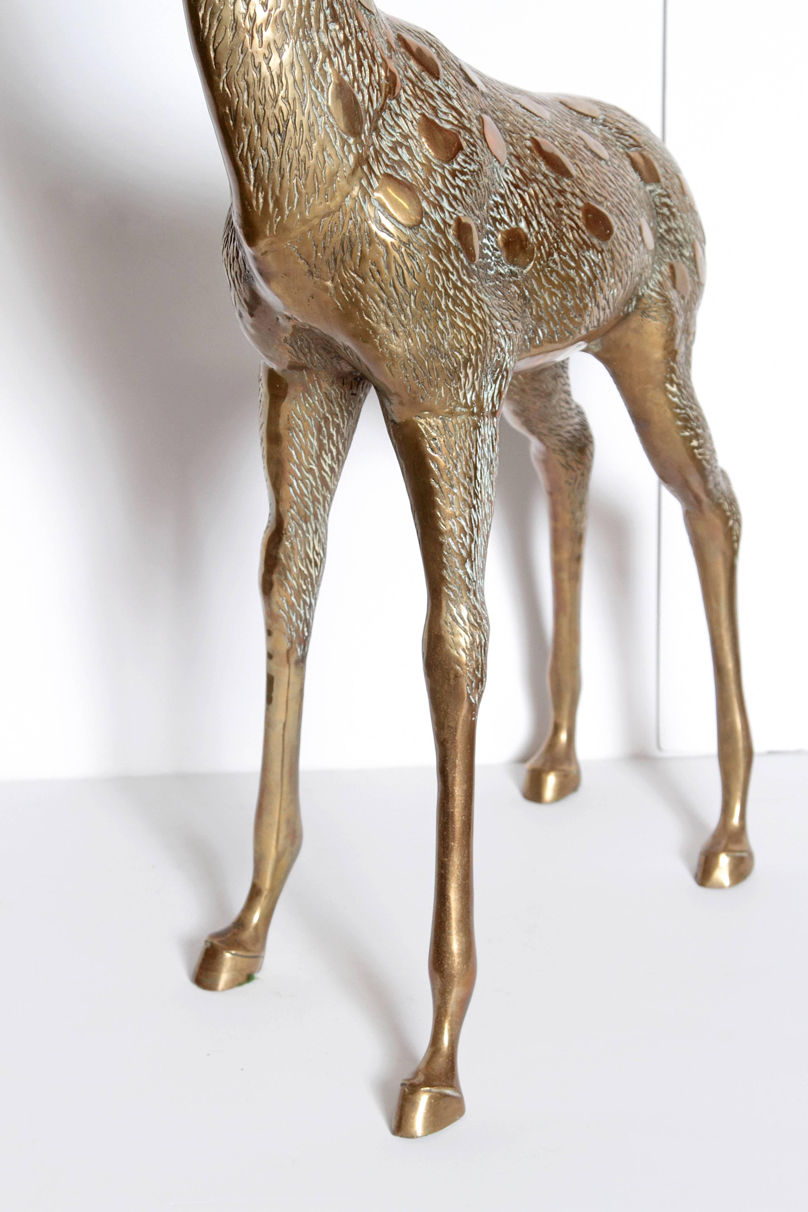 Large Vintage Brass Deer Sculpture 1
