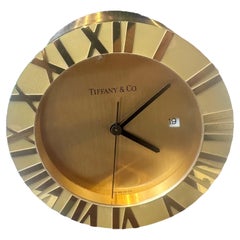 Tiffany Swiss Gold and Brass Atlas Table Clock