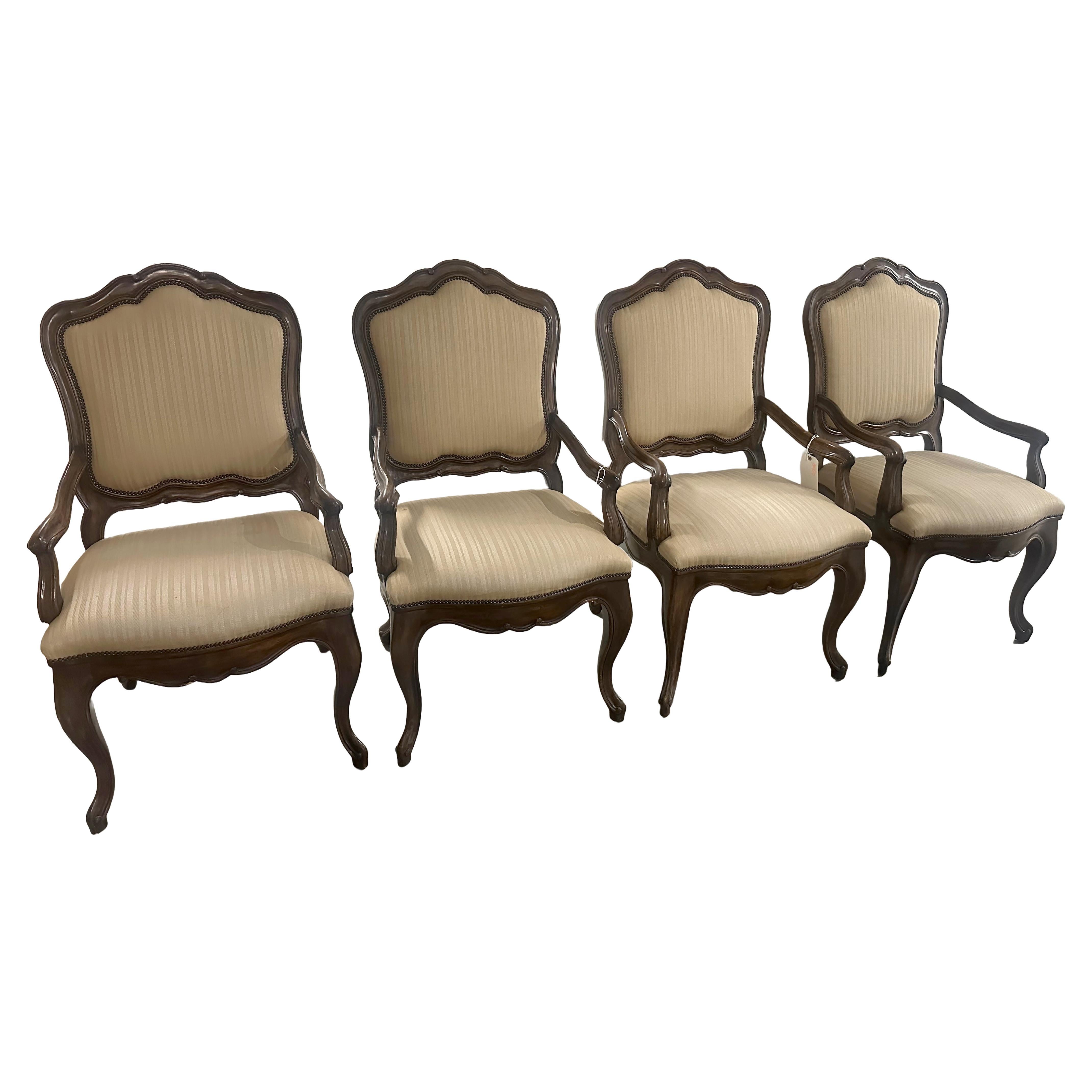 Ensemble de quatre fauteuils portugais patinés du 20e siècle Dennis & Leen en vente