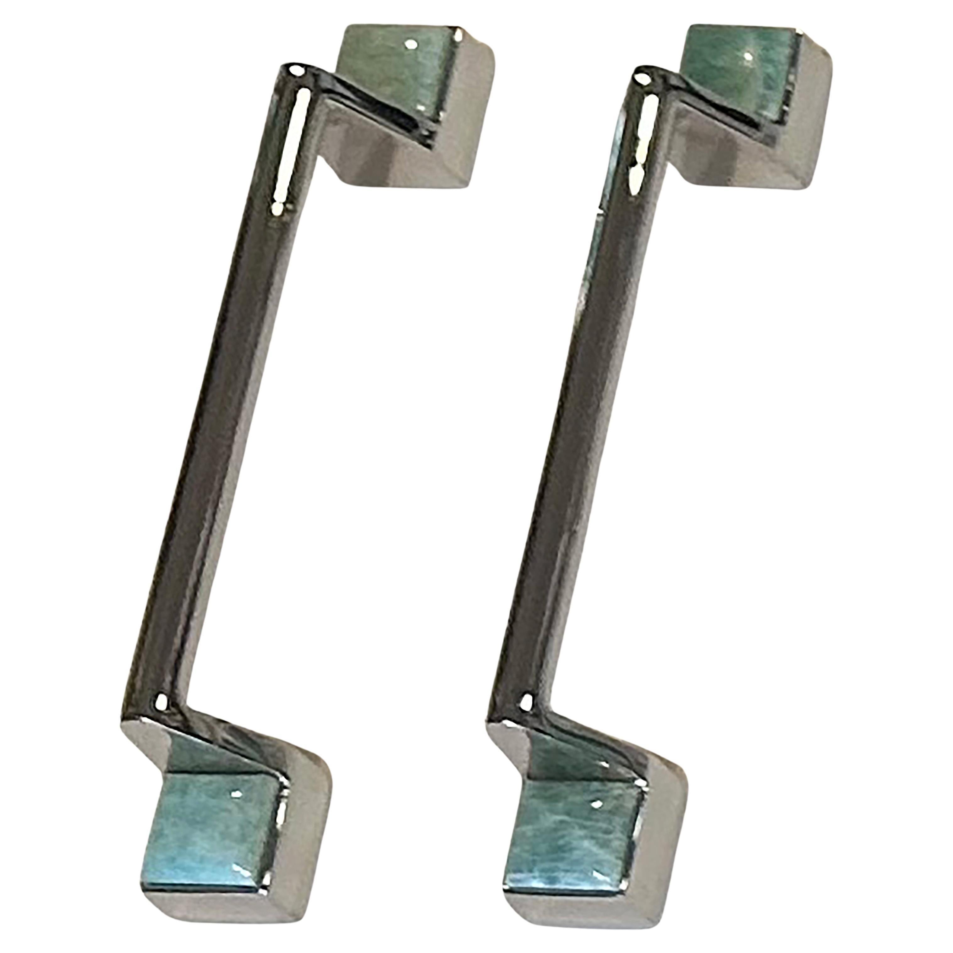 Paar Porter Amazonit und Nickel poliert Custom Pulls im Angebot