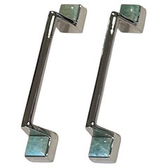 Pair of Porter Amazonite and Polished Nickel Custom Pulls