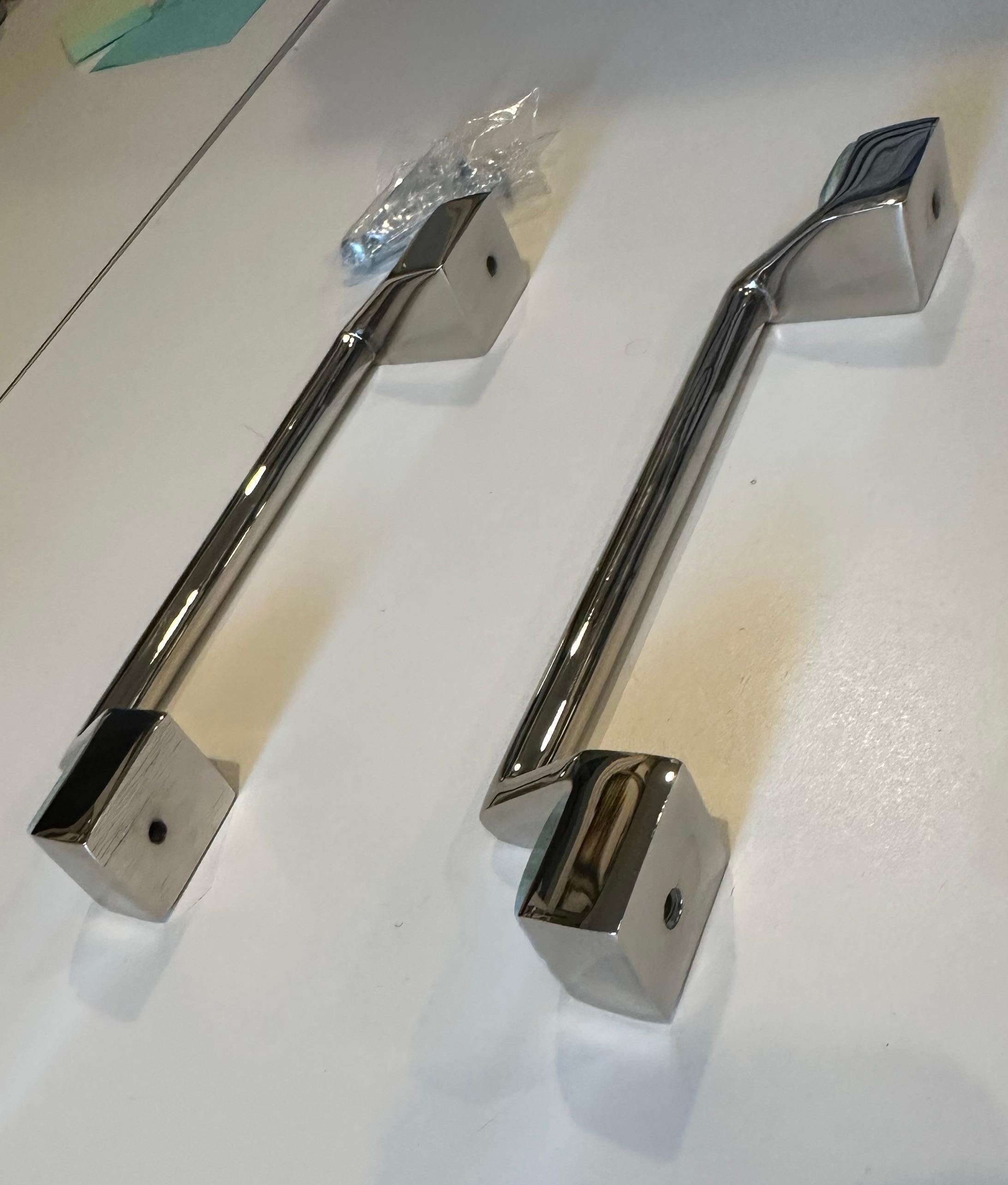 Paar Porter Amazonit und Nickel poliert Custom Pulls im Zustand „Hervorragend“ im Angebot in Dallas, TX