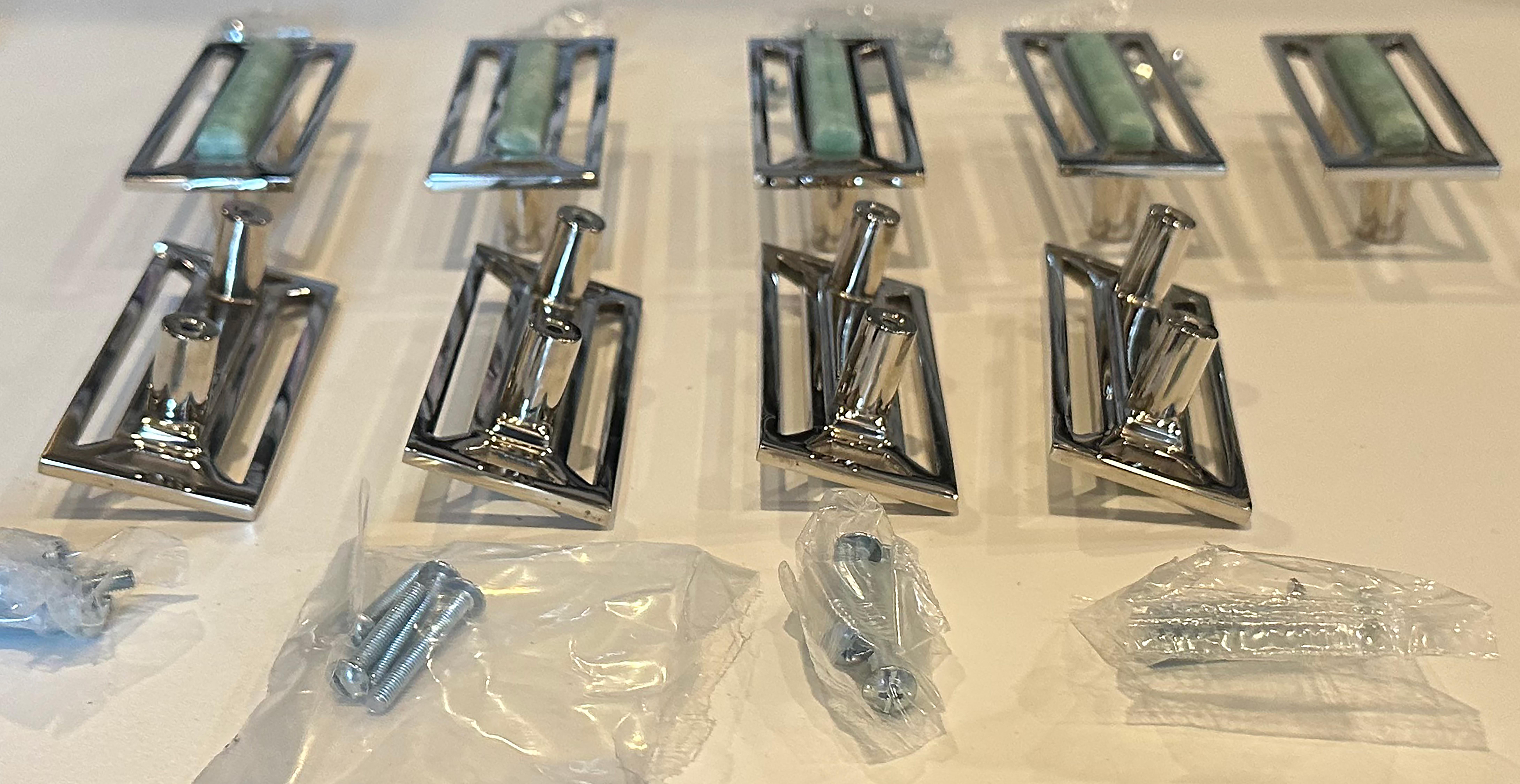Satz McCoy Amazonit und Nickel poliert Custom Pulls im Zustand „Hervorragend“ im Angebot in Dallas, TX