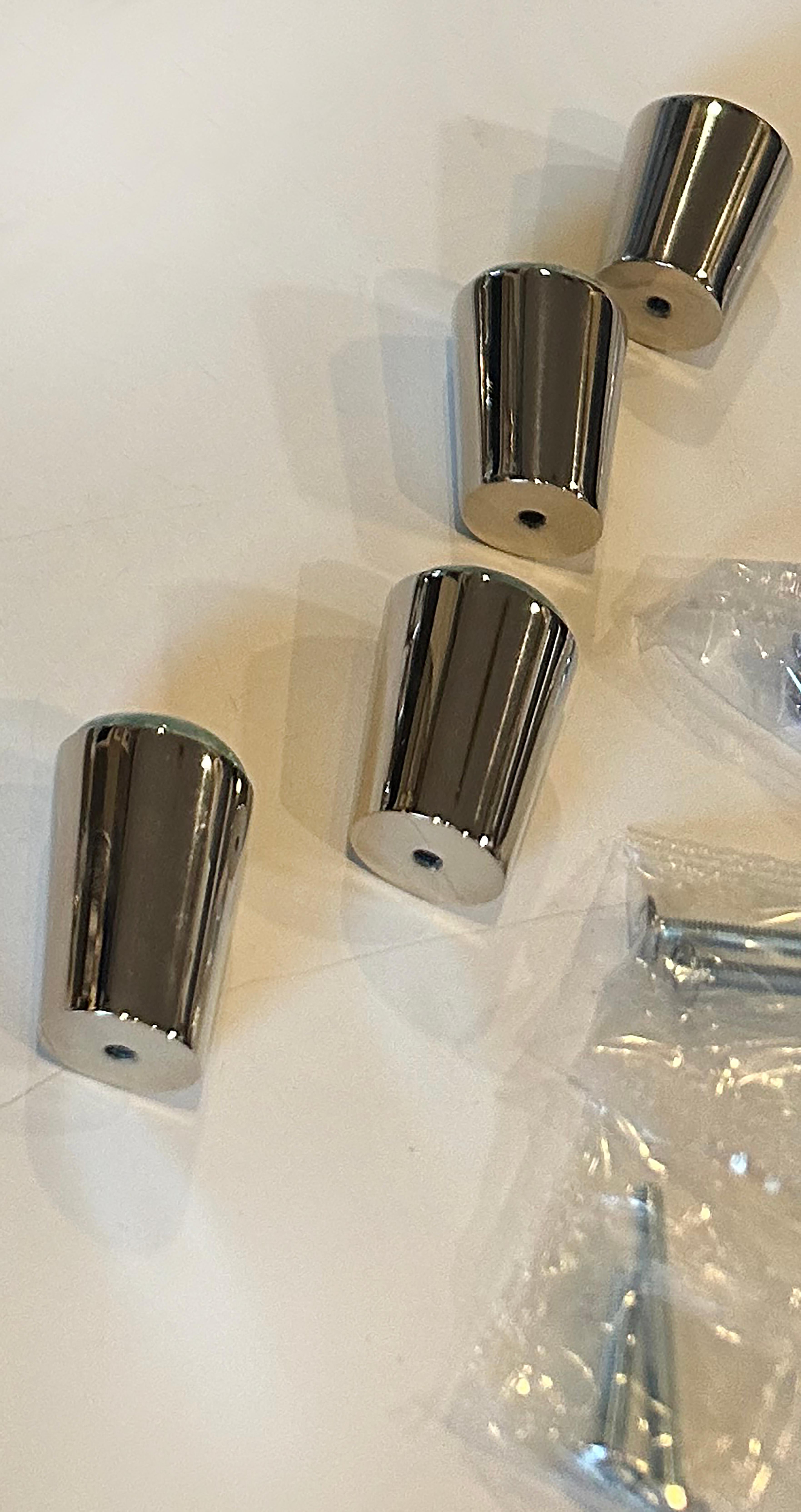 Set of Four Amazonite and Polished Nickel Custom Knob Pulls In Excellent Condition For Sale In Dallas, TX