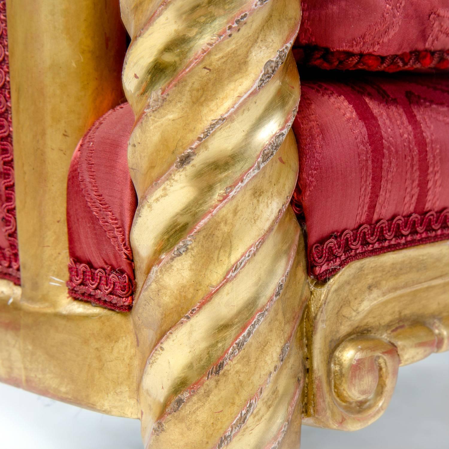 Carved 20th Century Medici Sofa in Bergamo Fabric For Sale