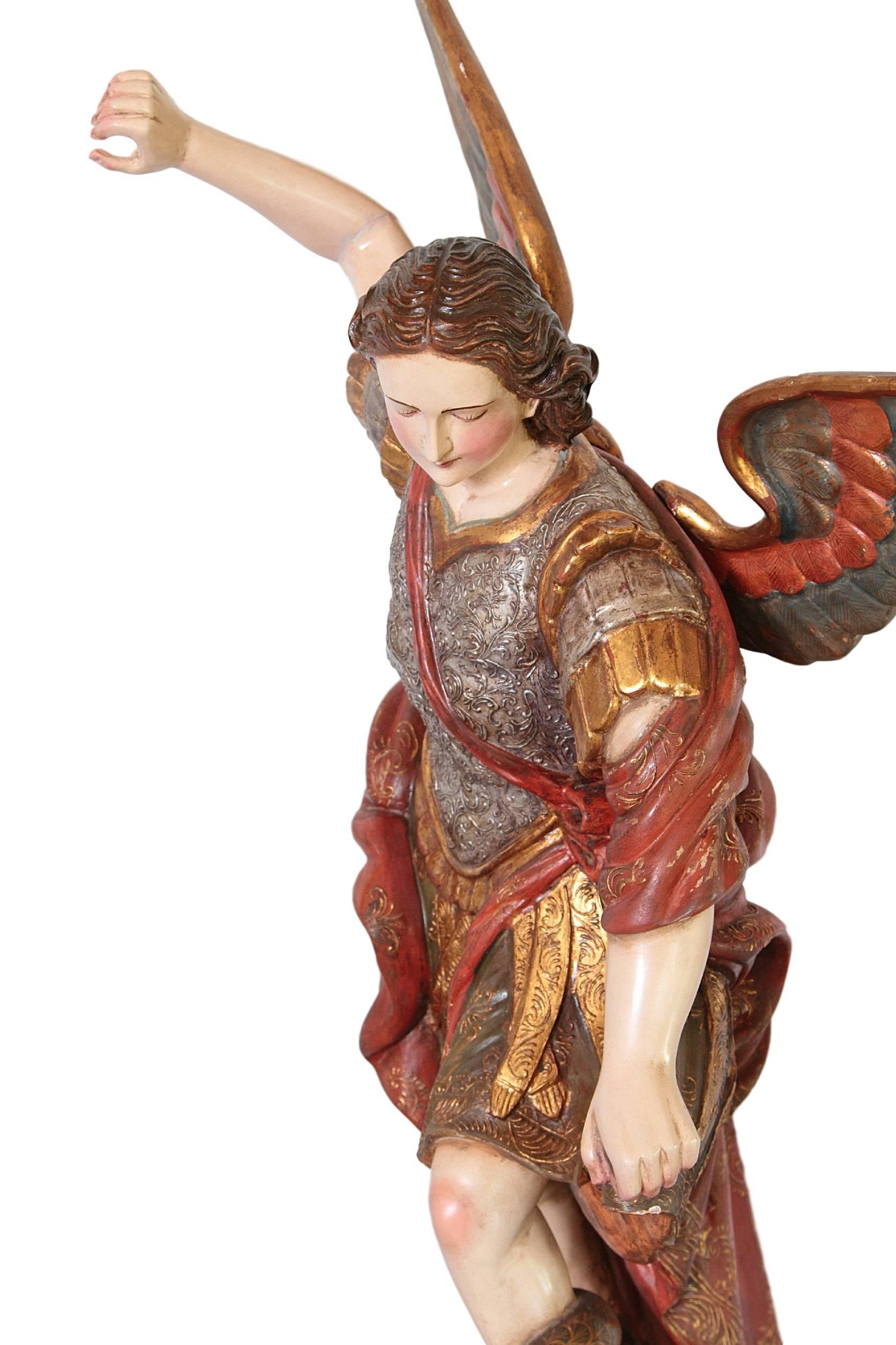 Italian Saint Michael Slaying the Dragon Statue