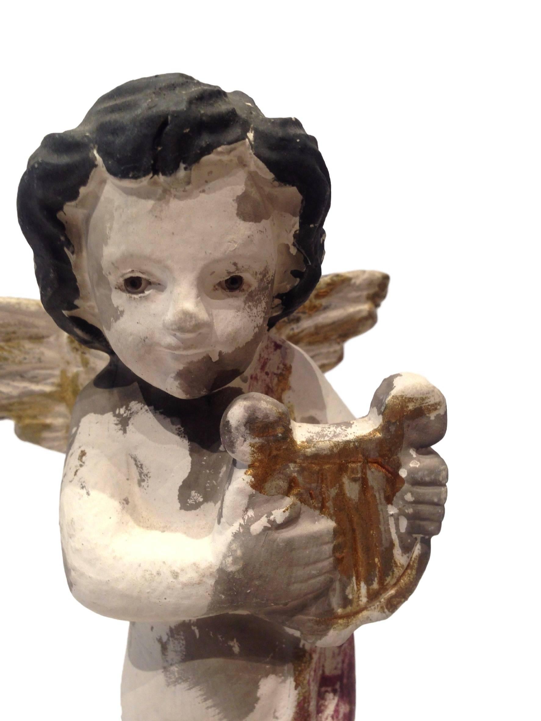 Pair of Musical Cherub Statues In Good Condition For Sale In Dallas, TX