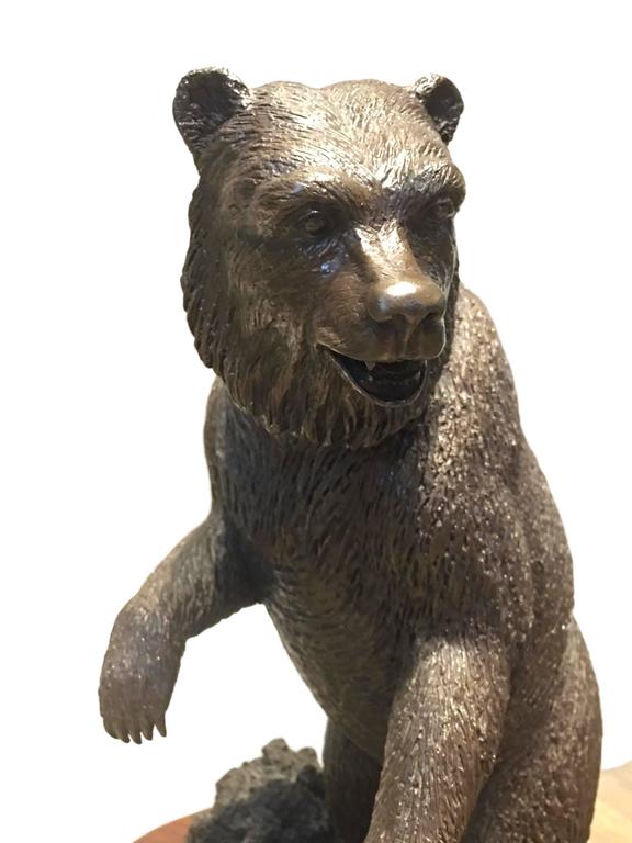 North American Bronze Bear Statue For Sale