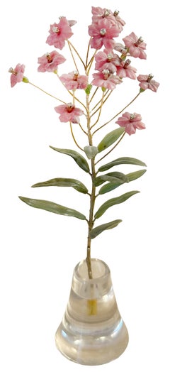 Russian Hardstone and Jeweled Flower Study in Rock Crystal Vase