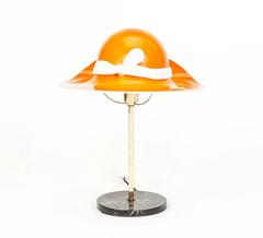 Mid-Century Orange Murano Glass Hat Lamp