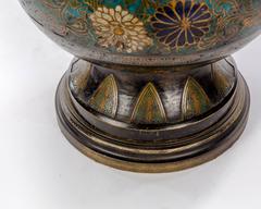 Antique Floral Cloisonne Vase Lamp