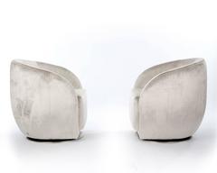 Pair of Mid-Century Style Silver Swivel Chairs