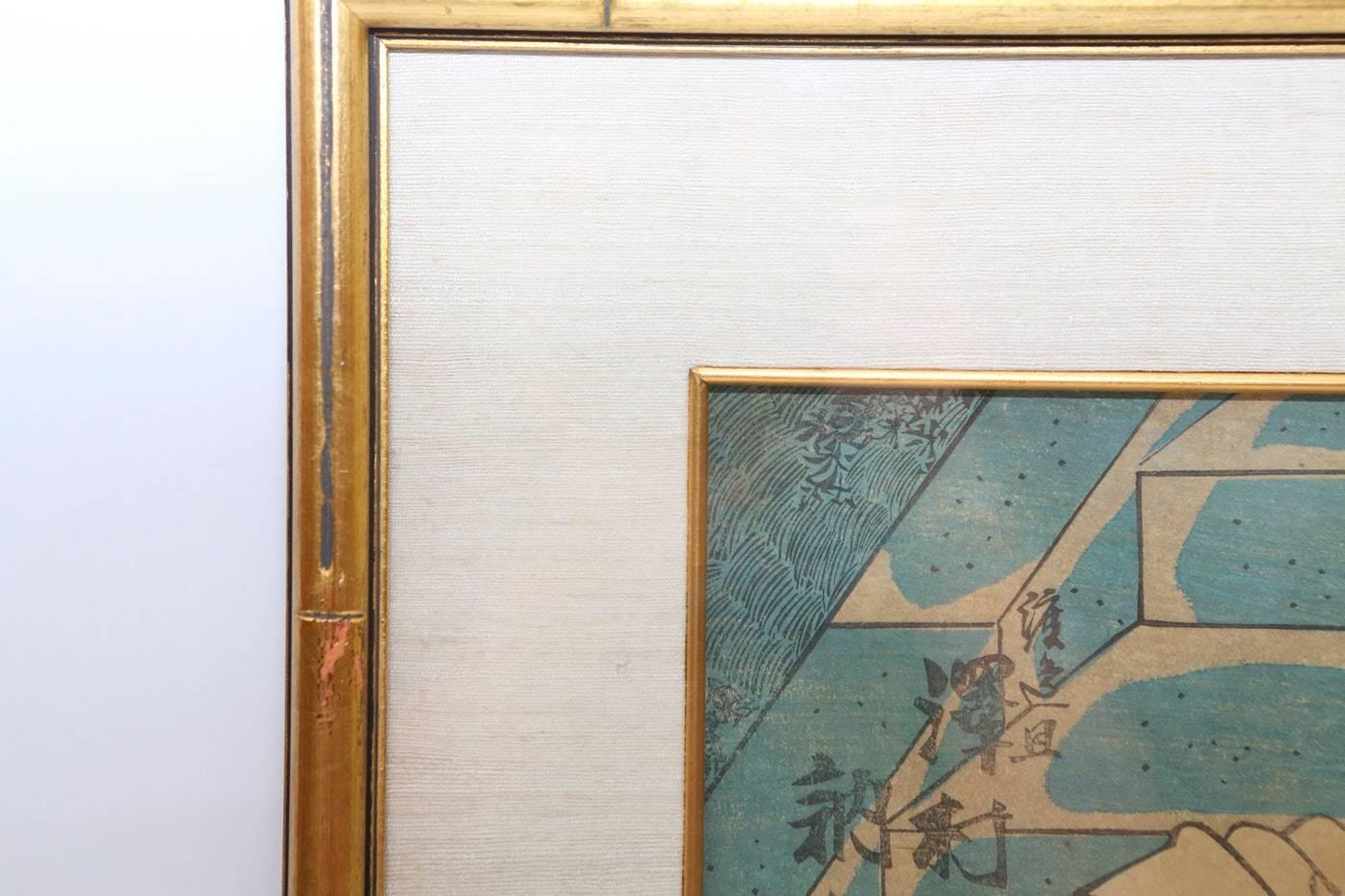 Impression sur bois du 19ème siècle de l'impression de blocs de bois par Utagawa Kunisada en vente 1