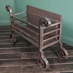 Large Polished Wrought Fire Basket Fire Grate