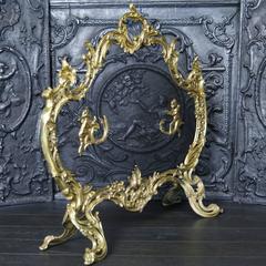 Gilt Brass Rococo Fire Screen