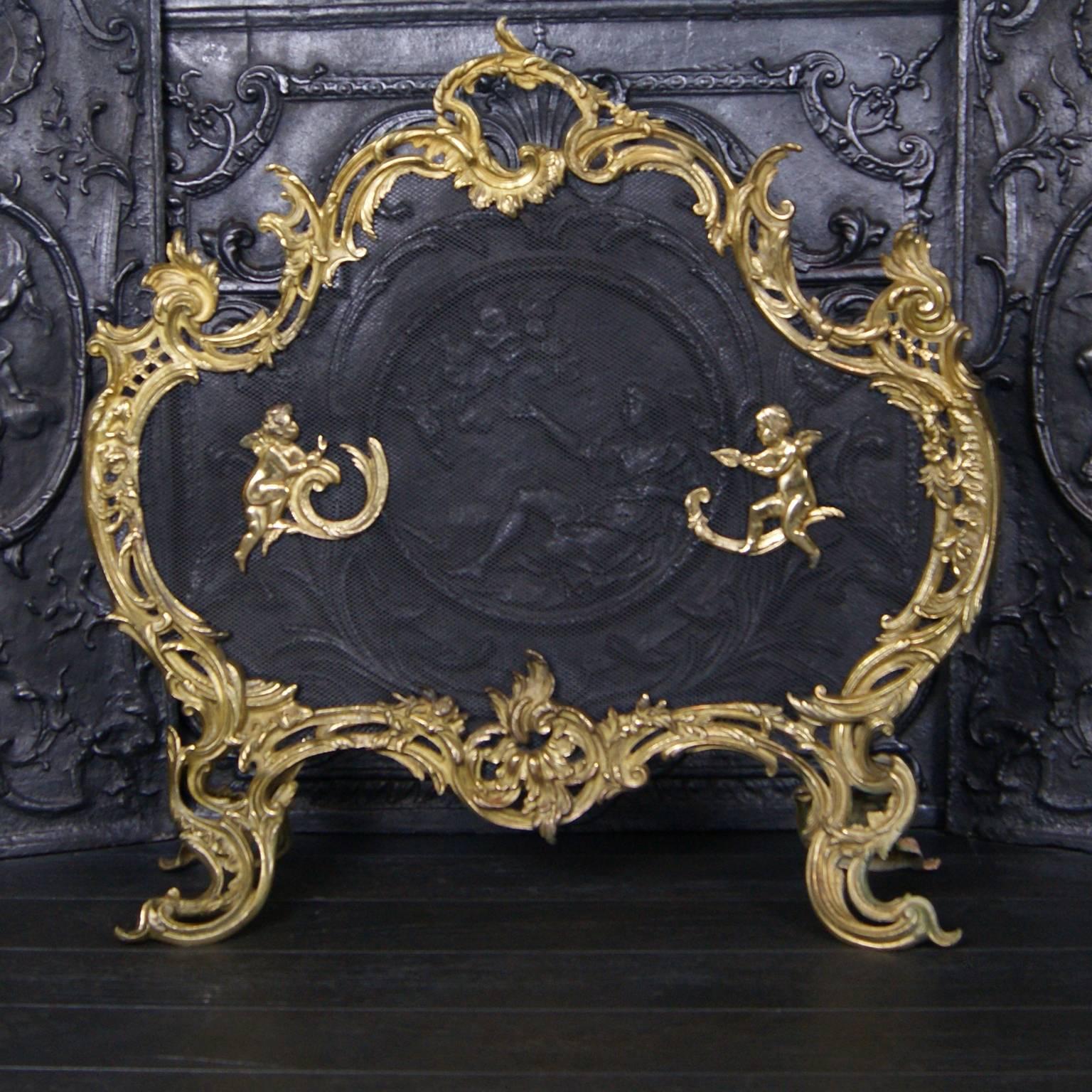 French Gilt Brass Rococo Fire Screen For Sale