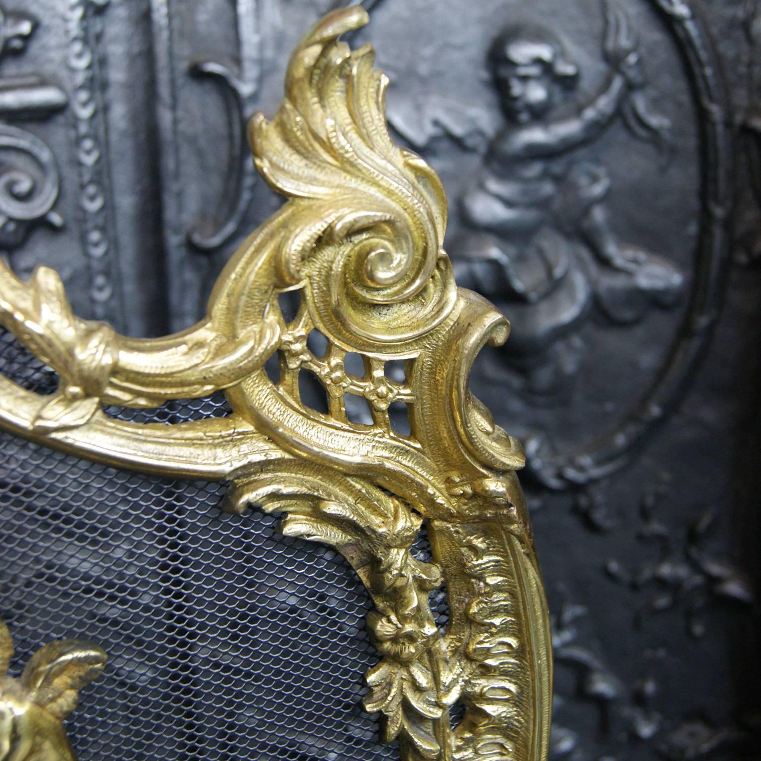 Gilt Brass Rococo Fire Screen For Sale 1