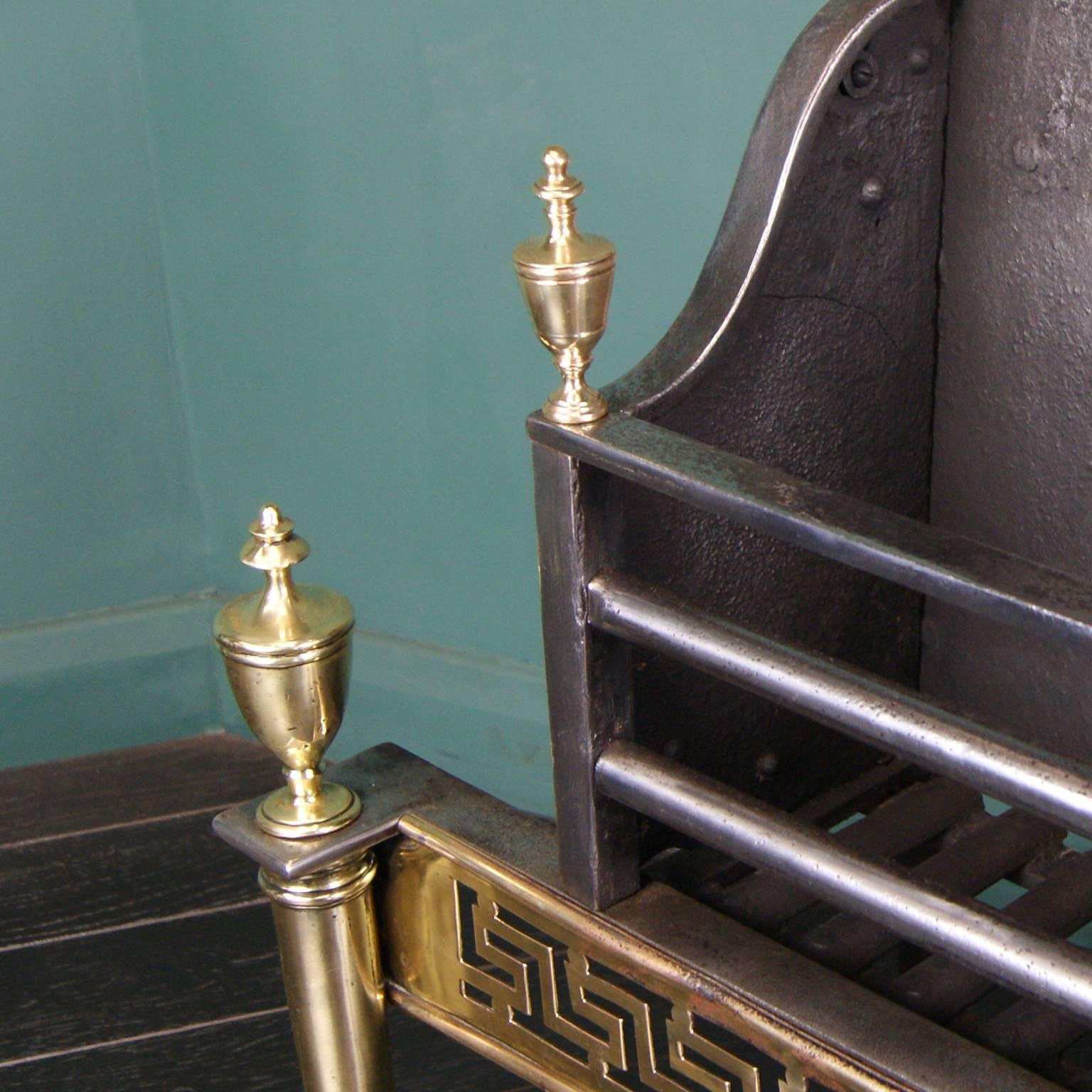 Polished Brass and Wrought Fire Basket For Sale