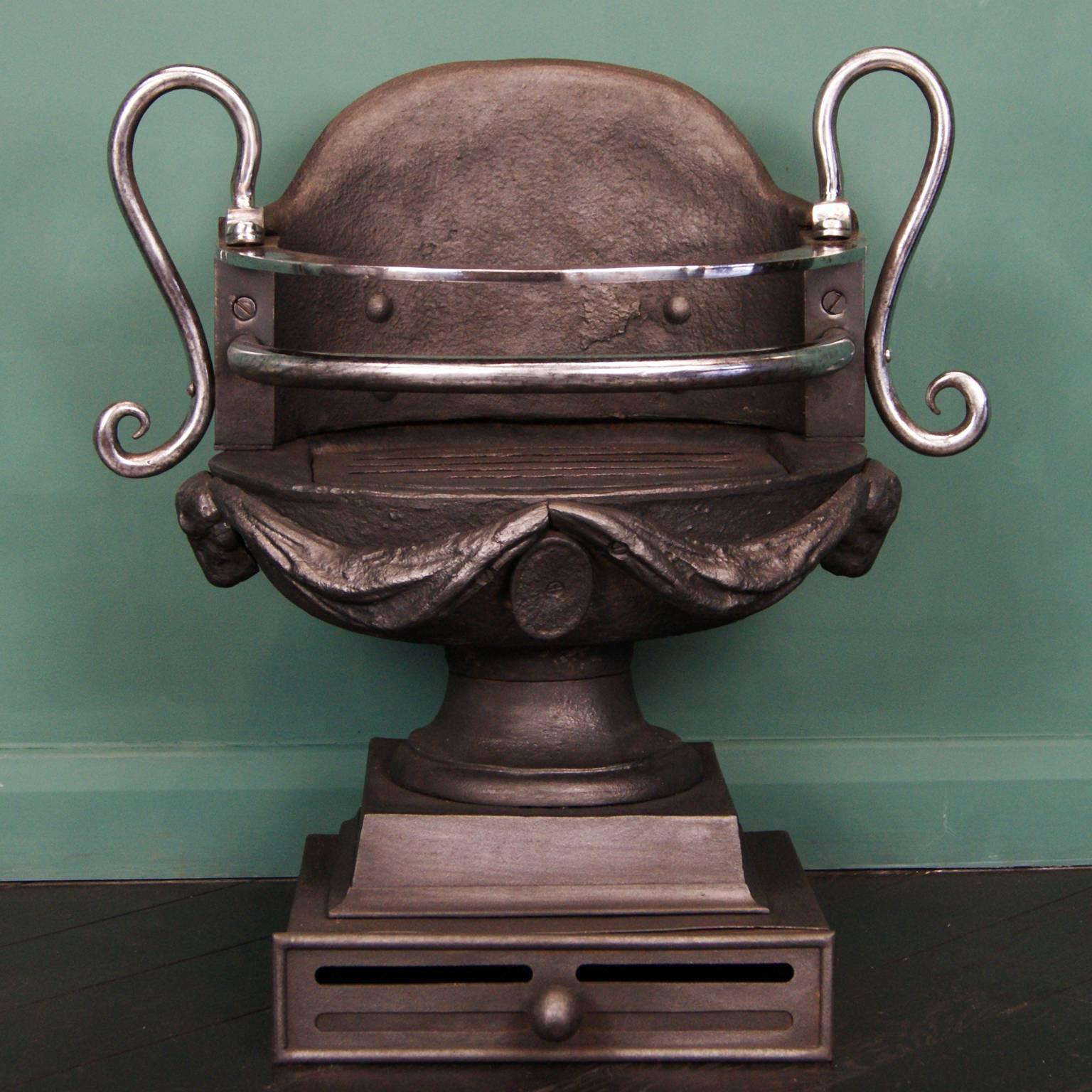 19th Century Urn and Serpent Fireplace Coal Grate For Sale