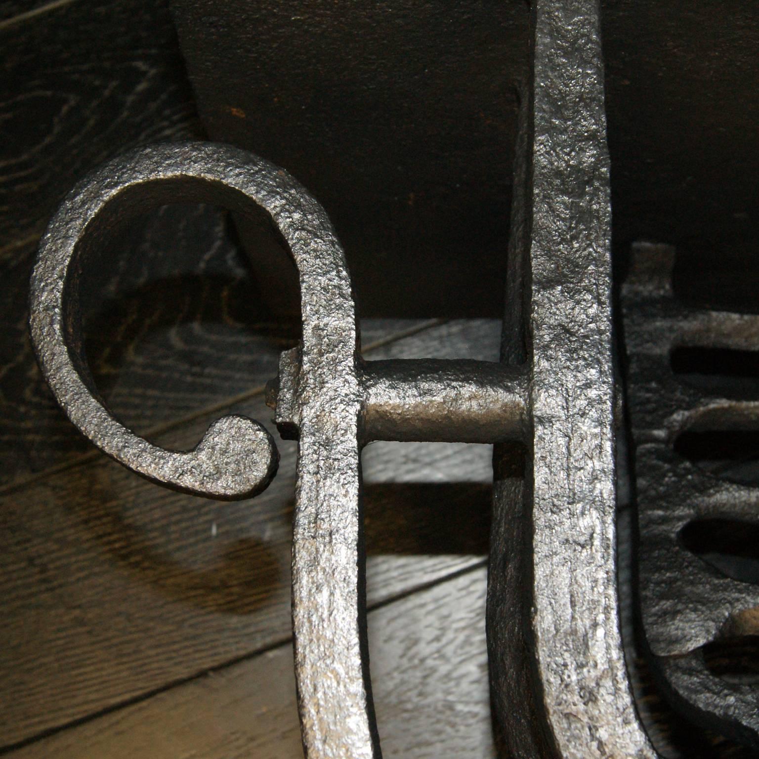 19th Century Wrought Iron Fireplace Fire Basket For Sale