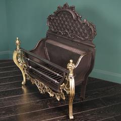 Brass and Steel Fireplace Fire Basket in the Chippendale Manner
