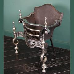 English Nickel and Steel Fireplace Fire Grate