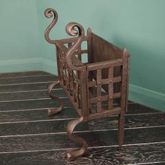 Small Wrought and Cast Iron Fireplace Fire Basket