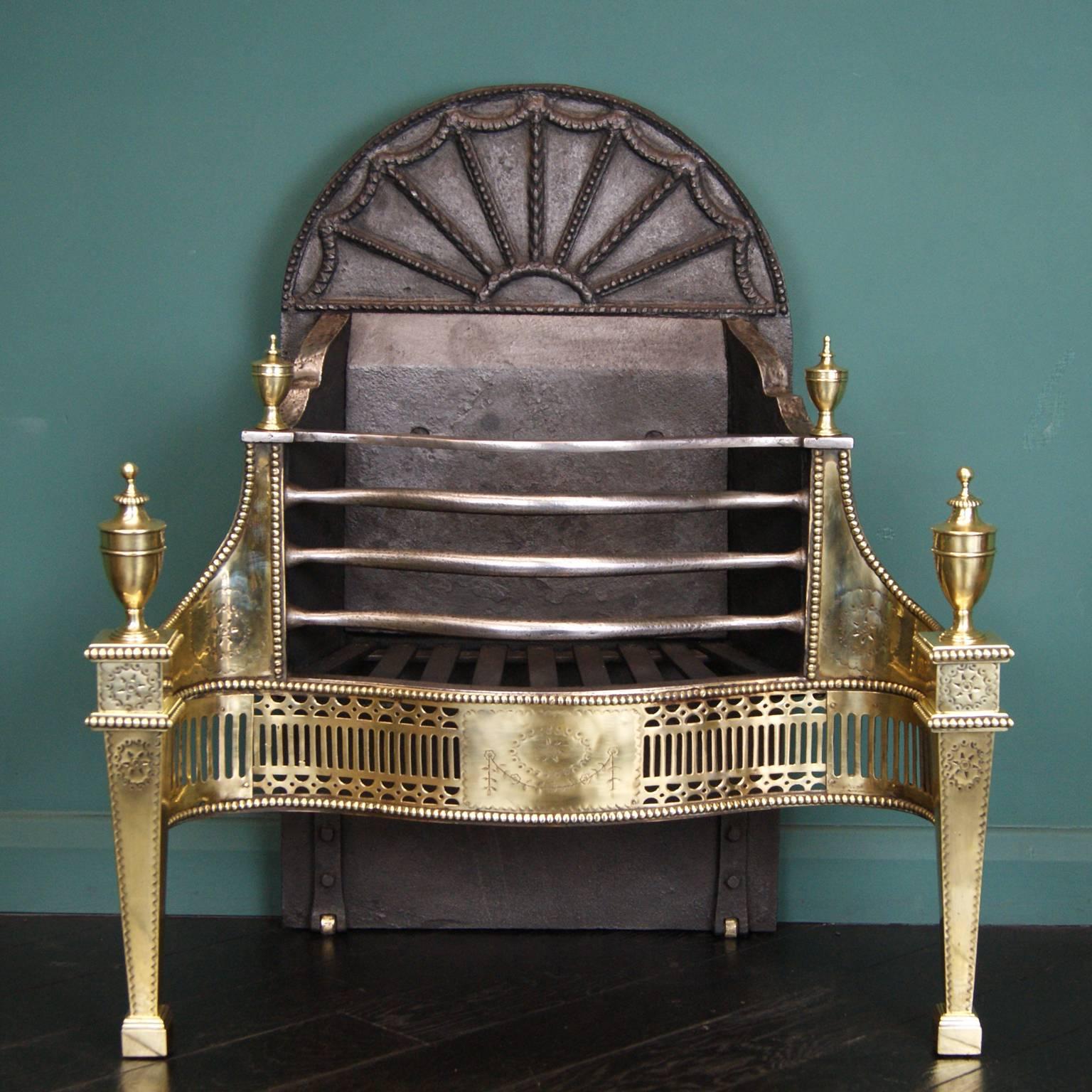 English 19th Century Brass Adam-Style Fireplace Fire Grate 2