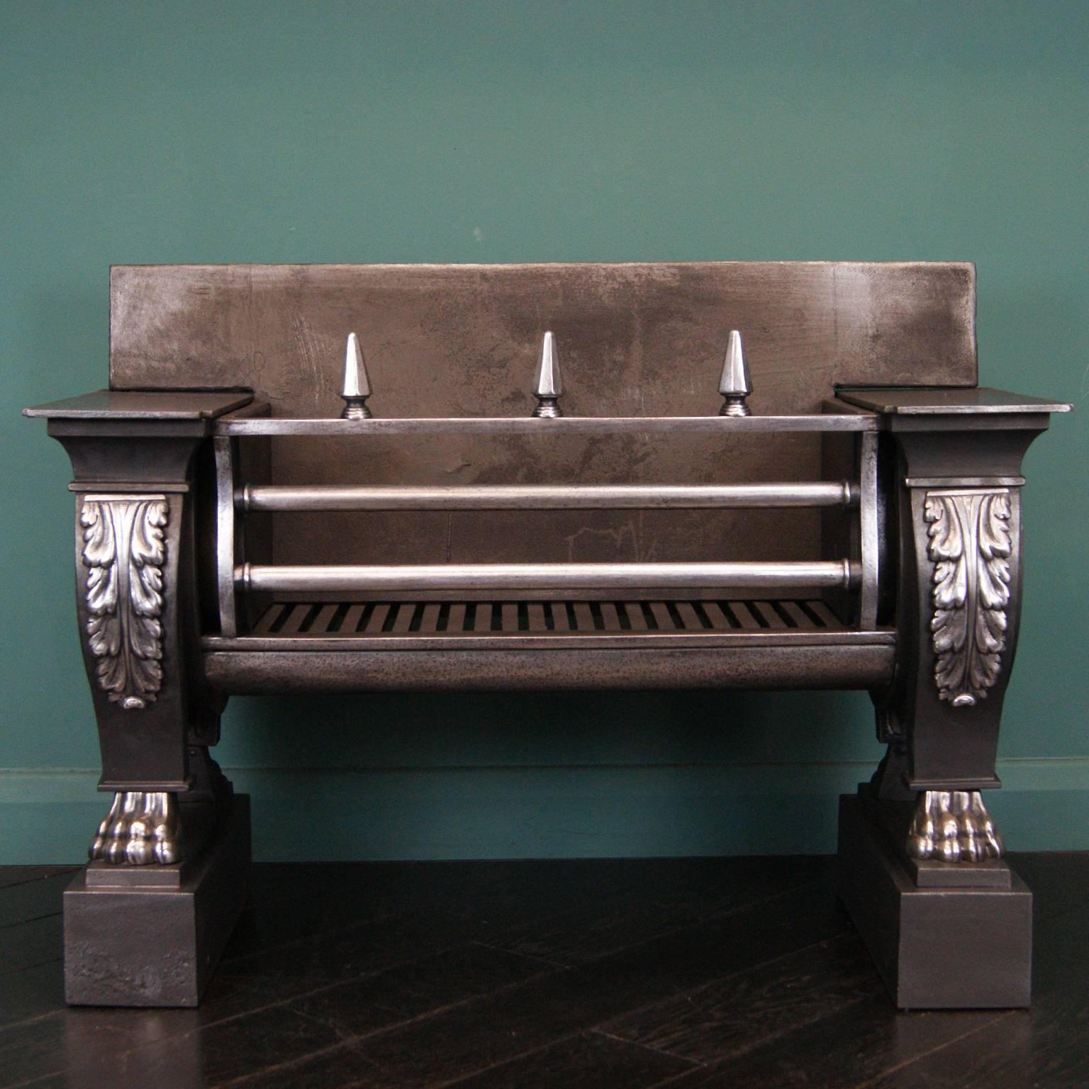 Iron Sarcophagus Fireplace Fire Grate in the Manner of George Bullock For Sale