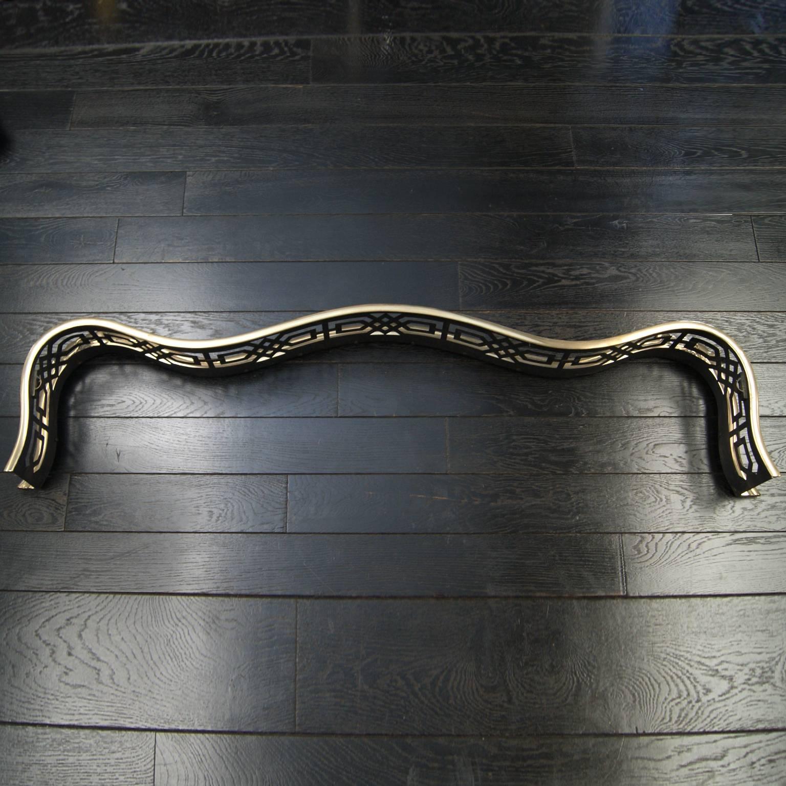 Mid-19th Century Regency Brass and Steel Fireplace Fender For Sale