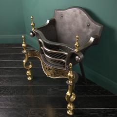 English Brass and Wrought-Iron Basket Fire Grate