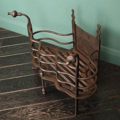English 19th Century Wrought Fireplace Fire Basket