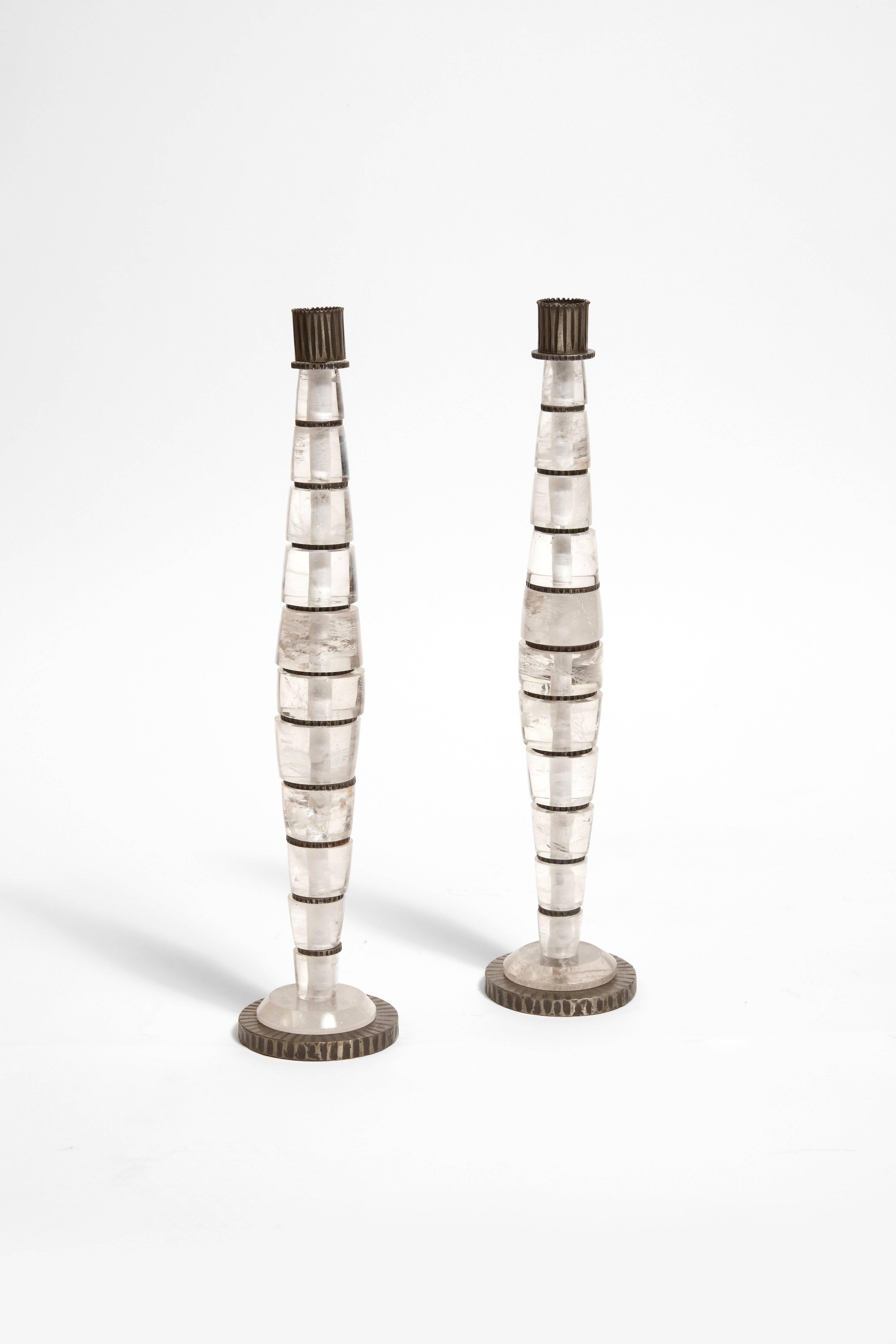 A Pair of Round Candlestick, 2003
Twelve elements in rock crystal and spacers in hammered wrought iron