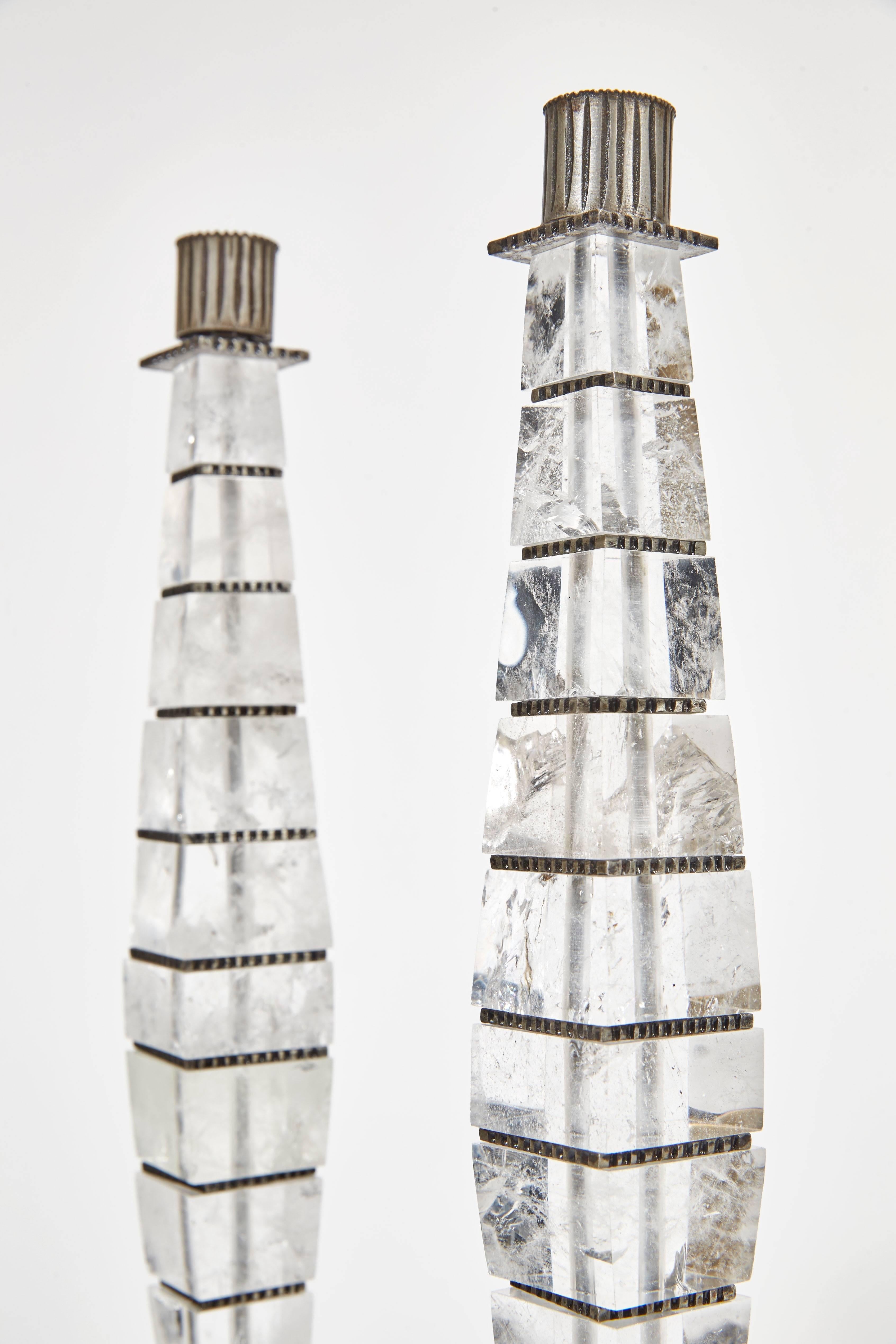 French A Pair of Square Candlesticks by Sylvain Subervie, 2003