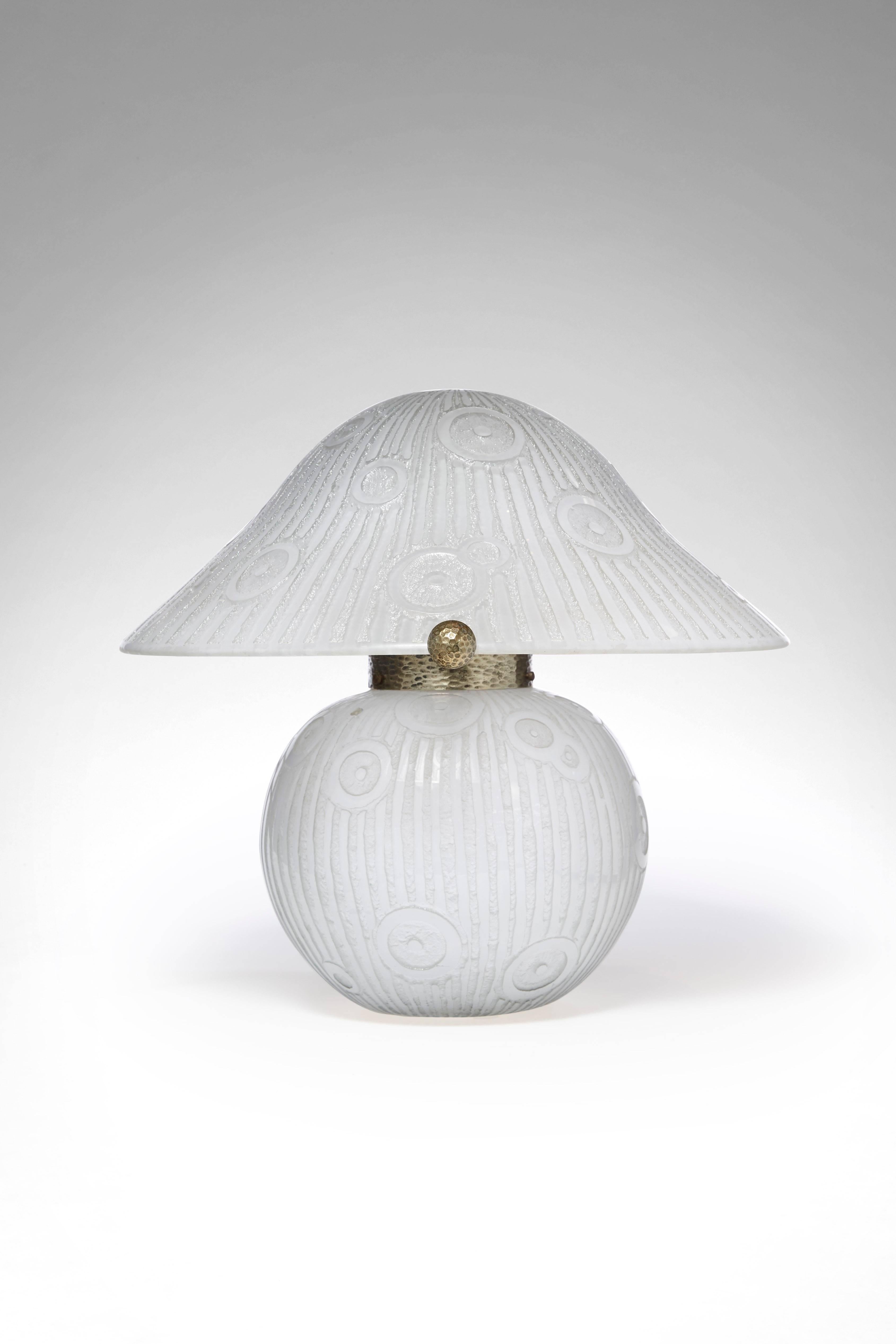 Art Deco Mushroom Lamp by Daum, circa 1930