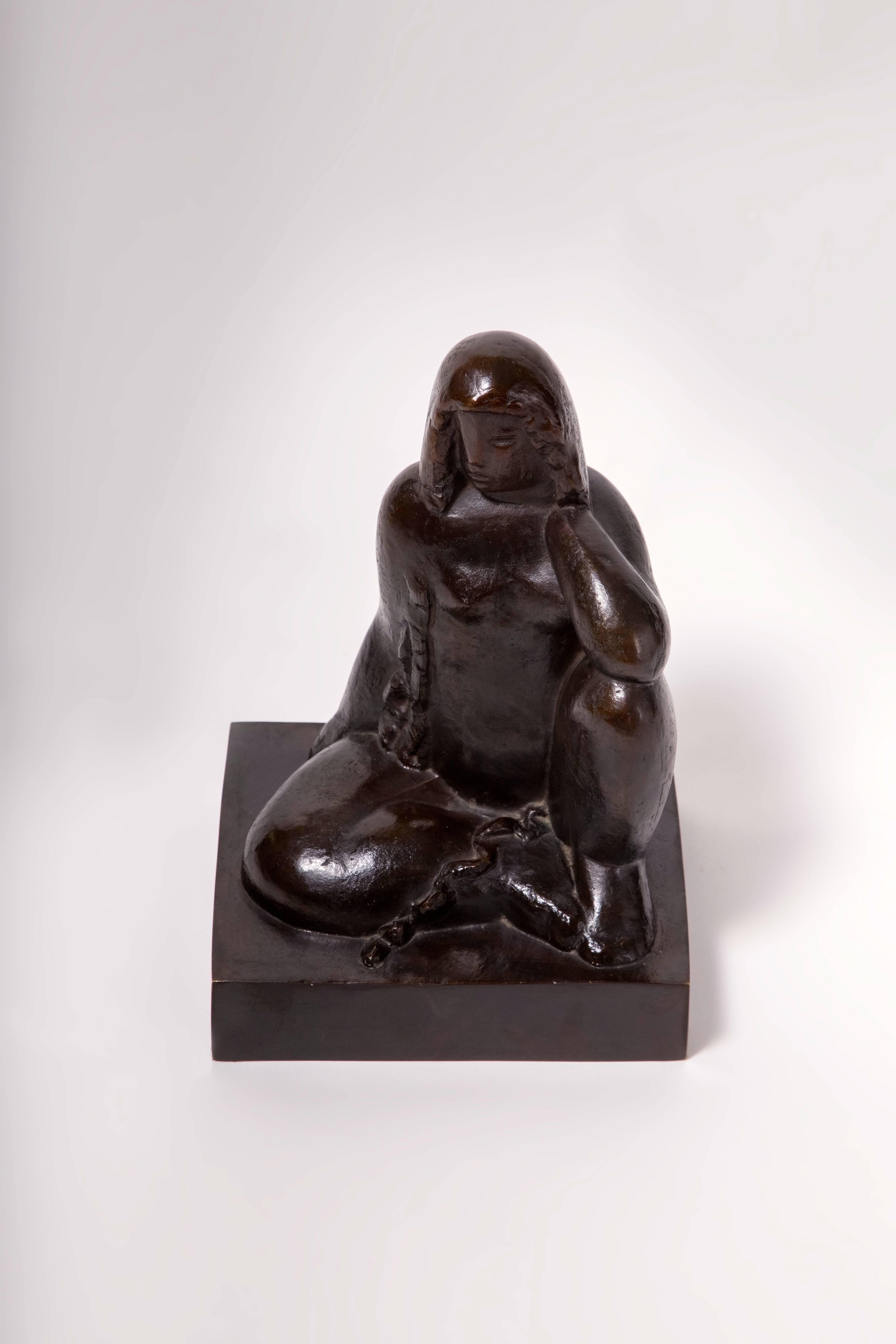 Art déco Sculpture Nu Sitting de Joseph Csaky, 1929 en vente