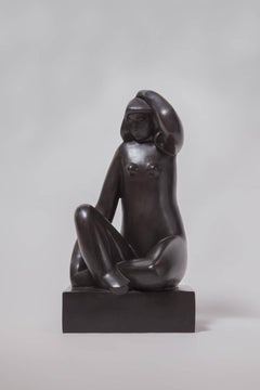 Bronze Sculpture "Woman Sitting Hand on Her Head" by Joseph Csaky, 1932