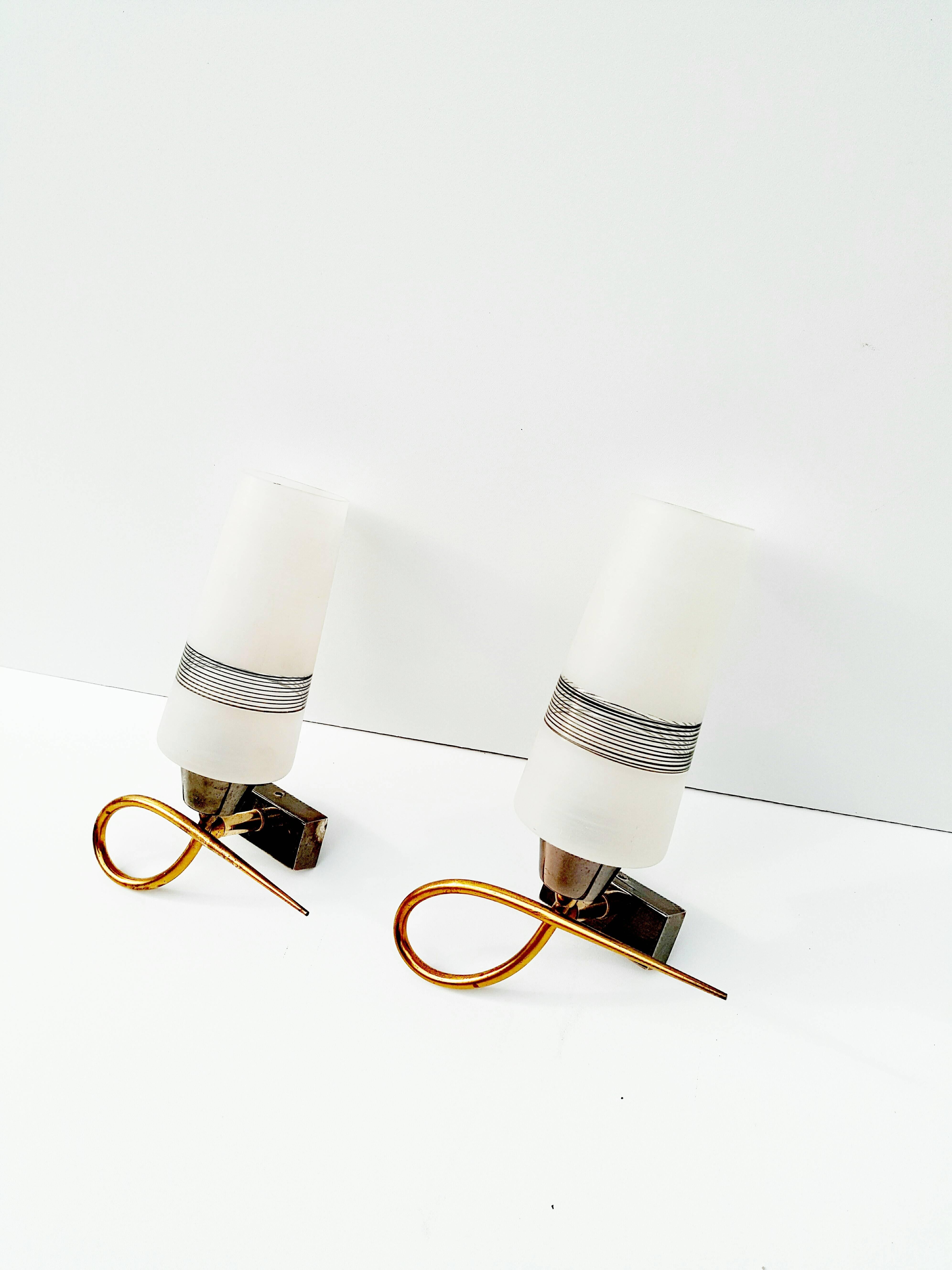 Pair of 1950s Sconces by Maison Lunel In Good Condition In L'Escala, ES