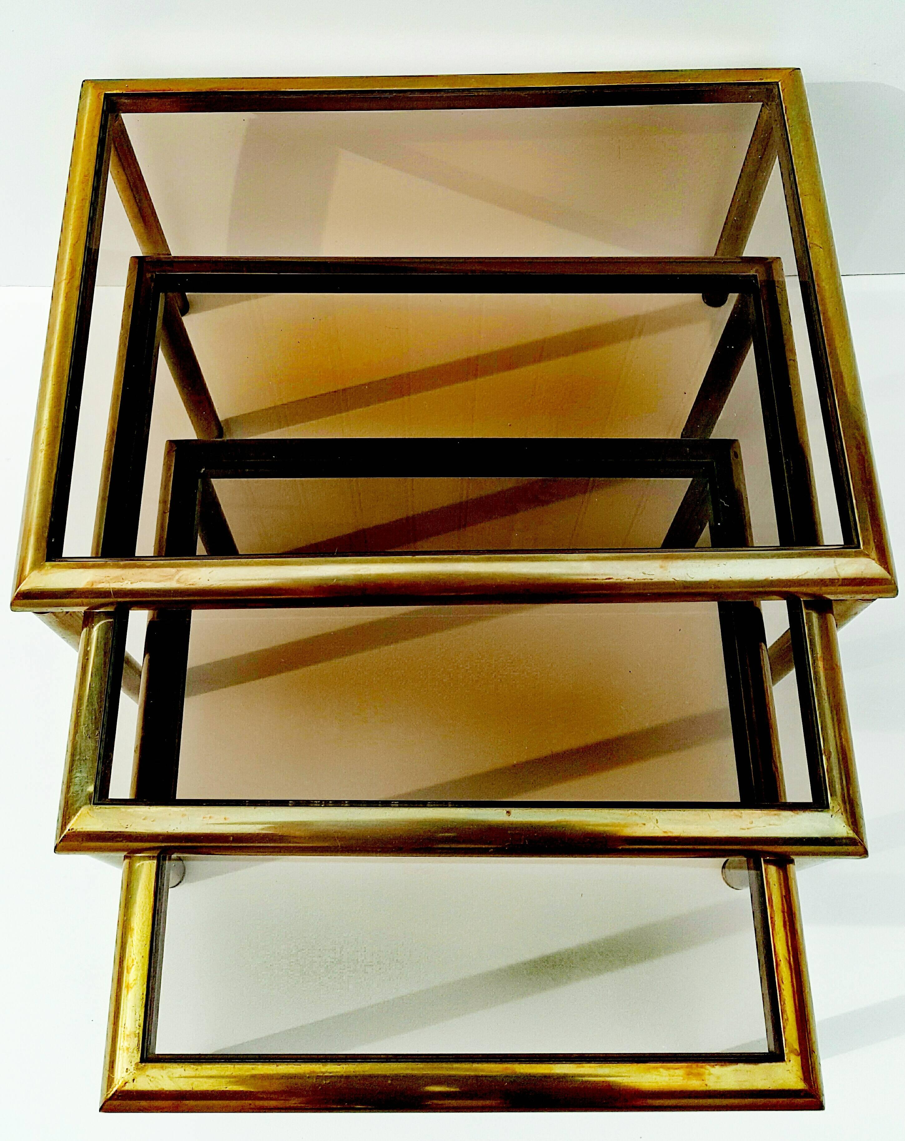 French Brass Nesting Tables, 1960s 2