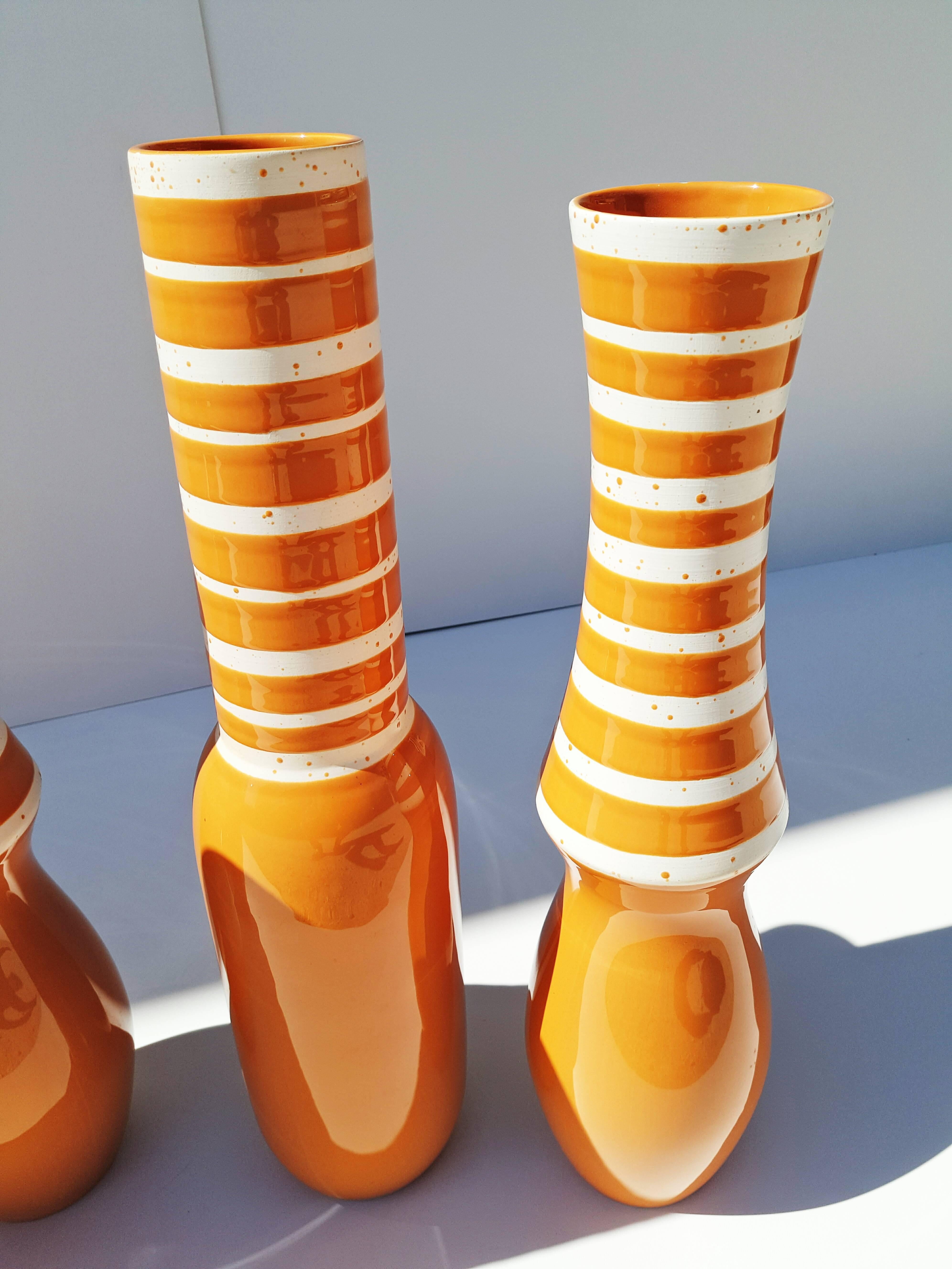 Set of Four Large Danish Ceramics Orange, 1960s In Excellent Condition In L'Escala, ES