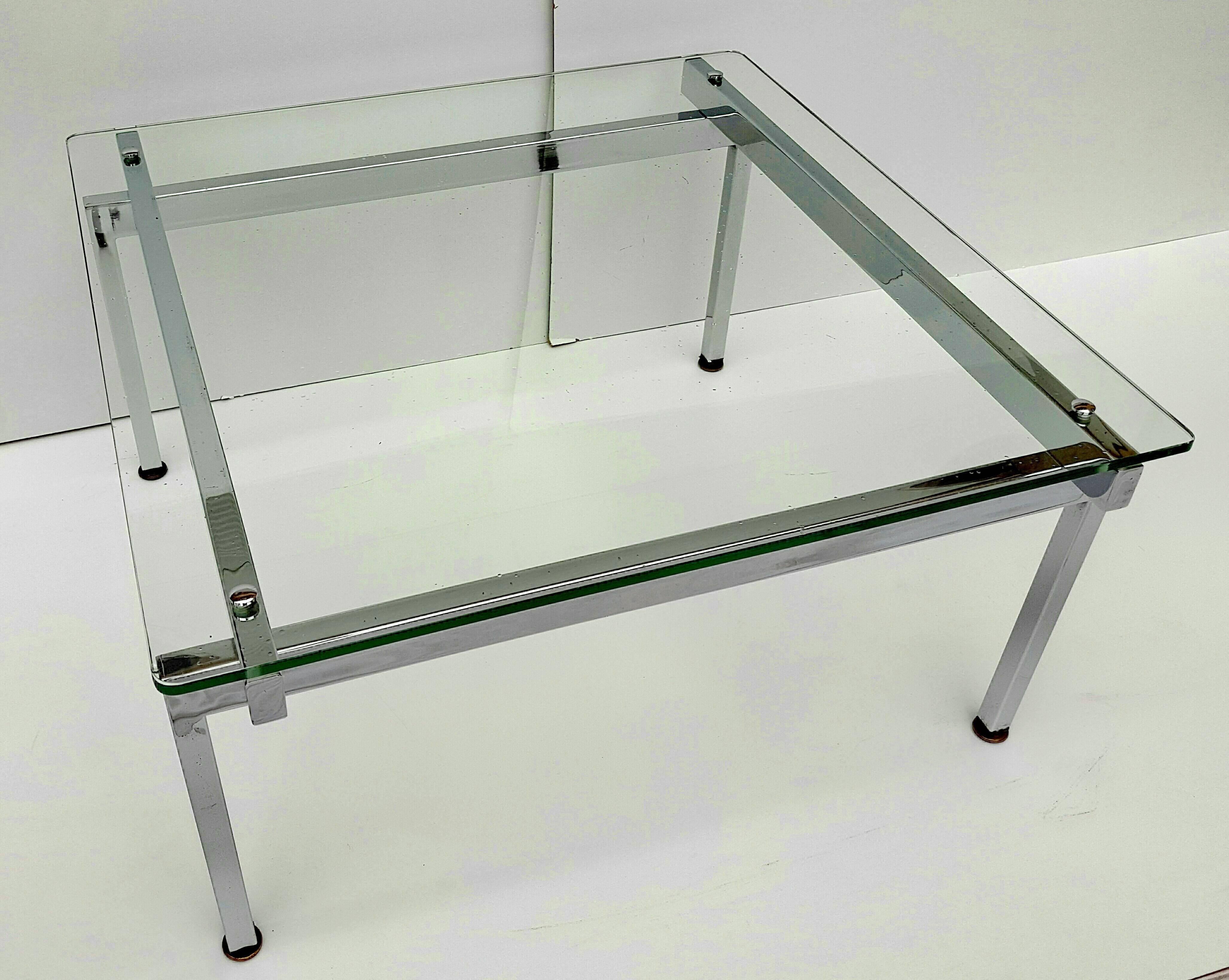20th Century French Vintage Chrome and Glass Coffee Table, 1970s For Sale