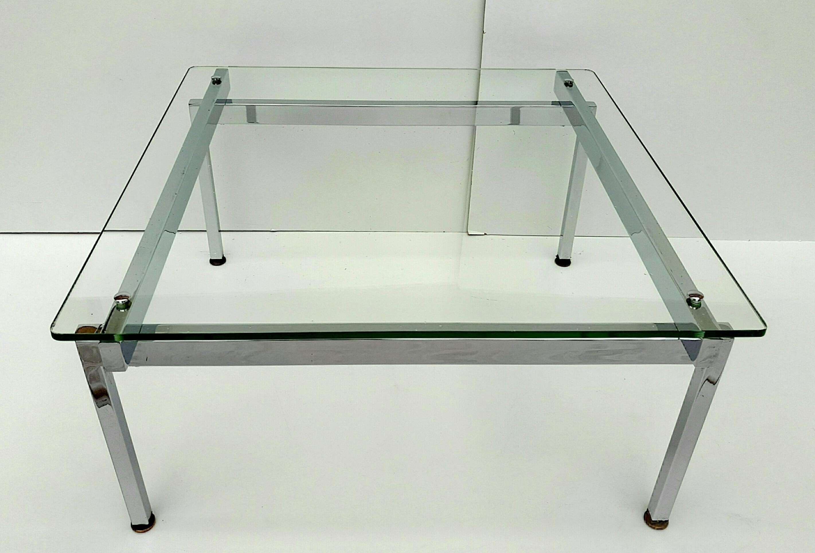 French Vintage Chrome and Glass Coffee Table, 1970s For Sale 1