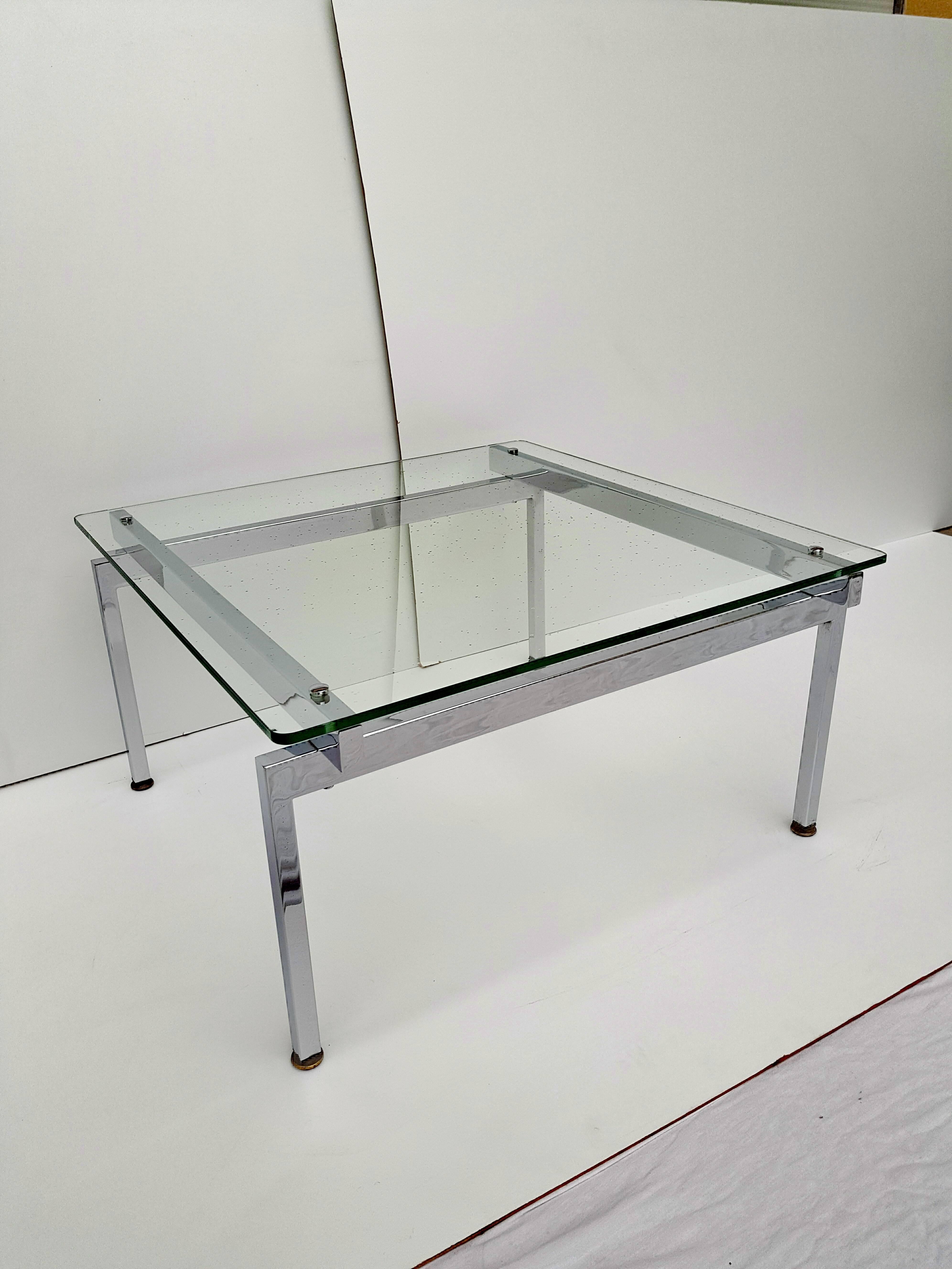French Vintage Chrome and Glass Coffee Table, 1970s For Sale 2