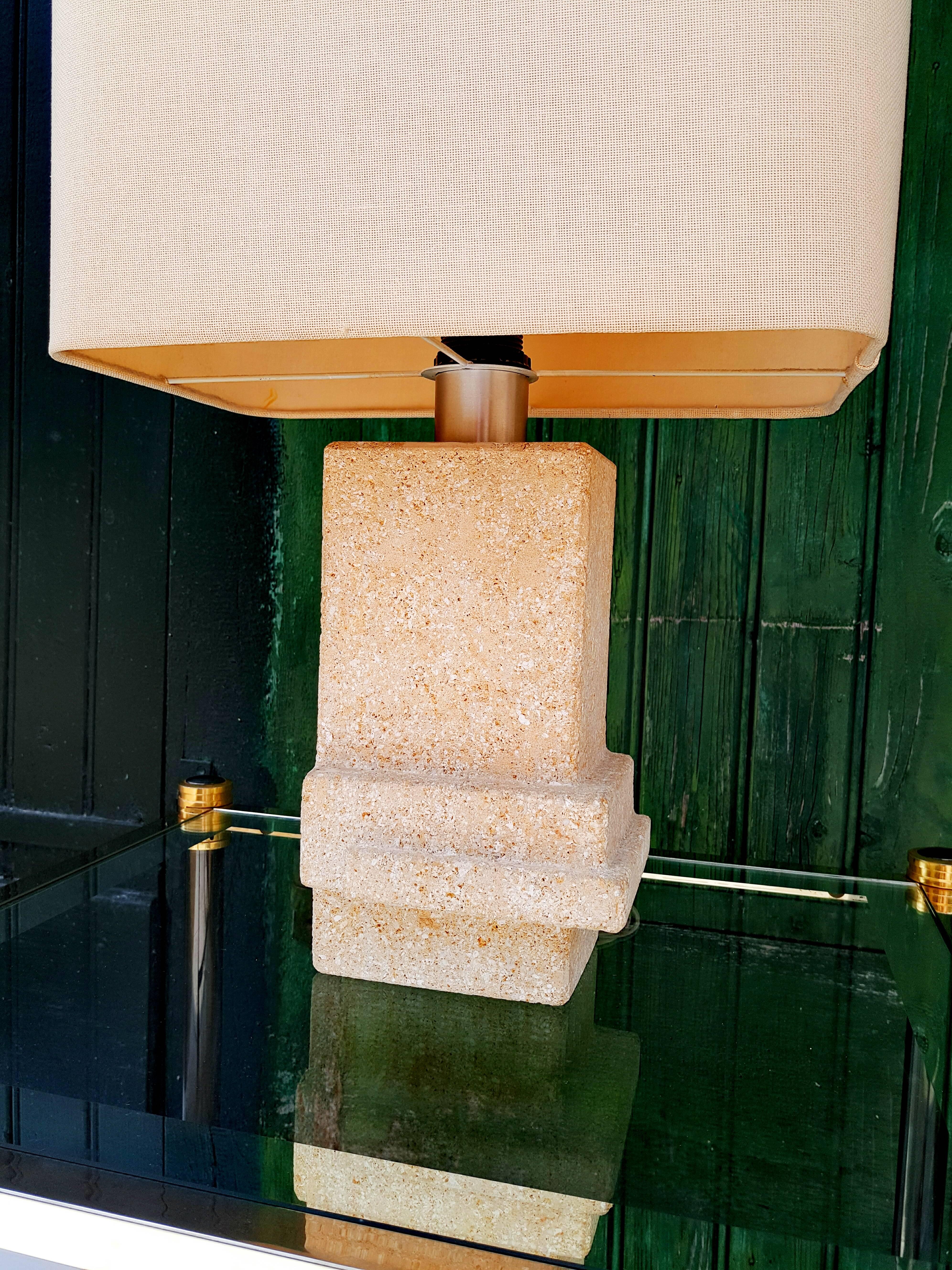 20th Century Mid-Century Architectural Stone Table Lamp, 1970s