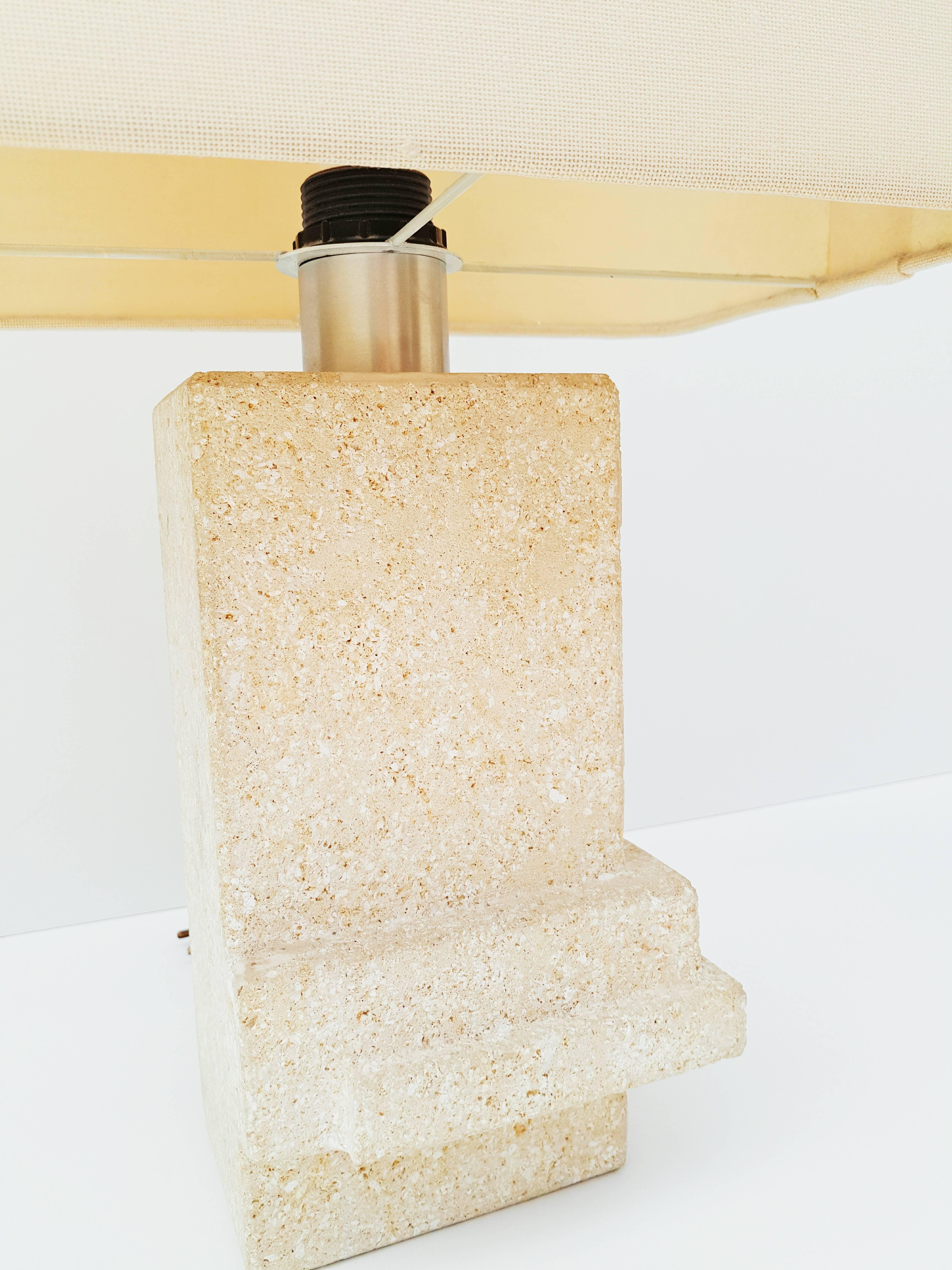 Mid-Century Architectural Stone Table Lamp, 1970s 1